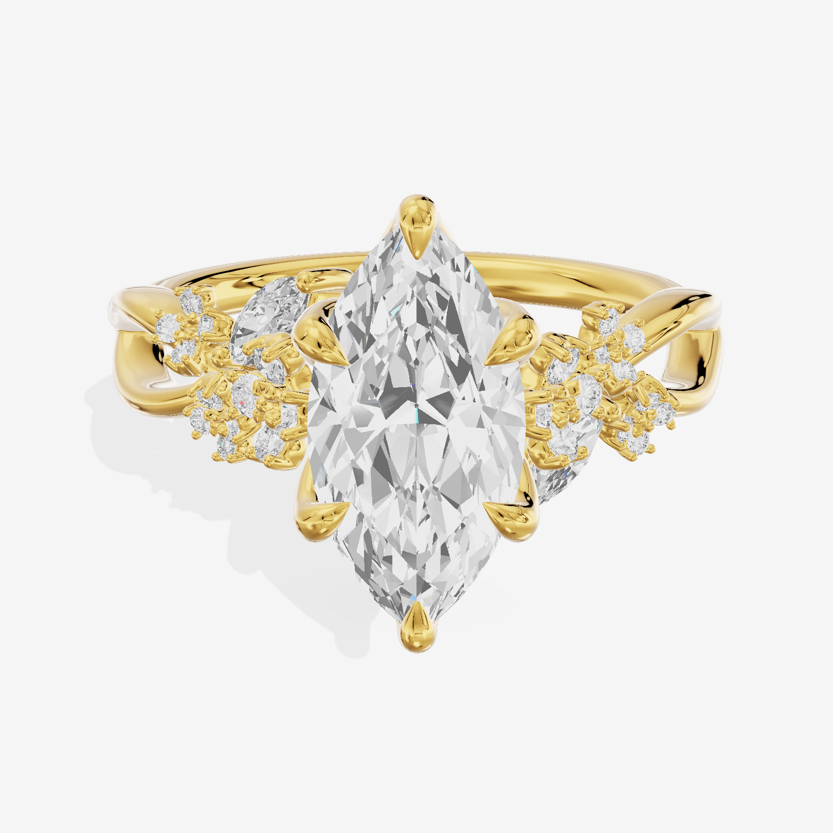 Lightwoven Pavé Marquise Engagement Ring with Side Stones (1/8 ct. tw.) in 18K Yellow Gold
