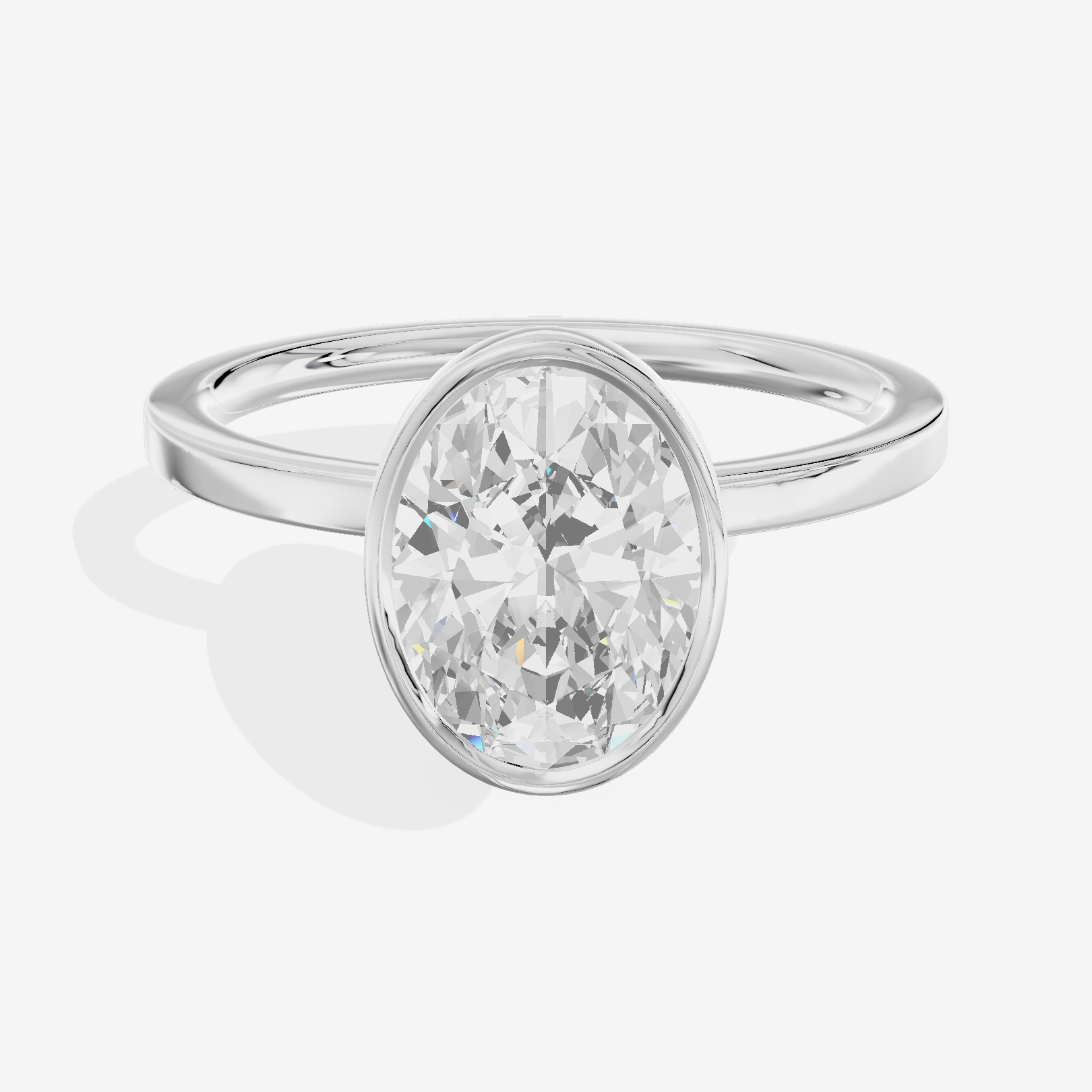 One of One Classic 1.5mm Oval Bezel Engagement Ring in 14K White Gold