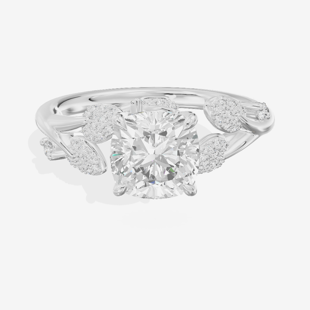 Lightwoven Cushion Engagement Ring with Side Stones (1/6 ct. tw.) in 14K White Gold
