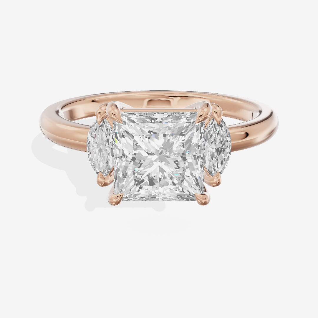 Twine Three Stone Princess Engagement Ring (1/3 ct. tw.) in 18K Rose Gold