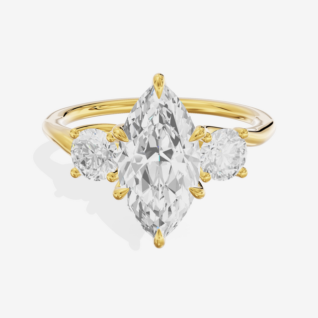 Luxe Vowsae Three Stone Marquise Engagement Ring (1/2 ct. tw.) in 14K Yellow Gold