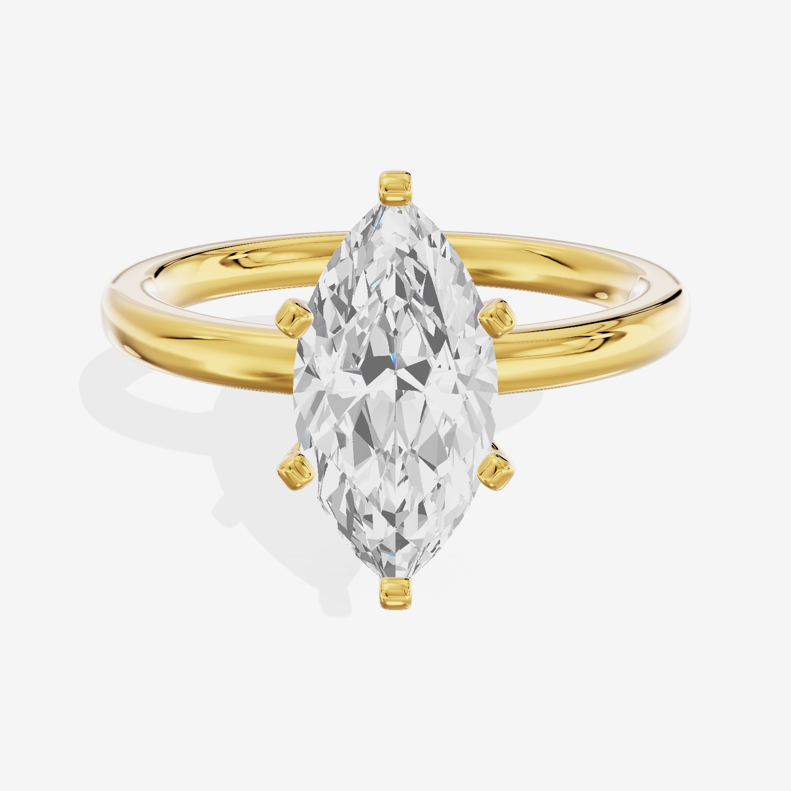 Sincere 2mm Marquise Solitaire Engagement Ring in 18K Yellow Gold