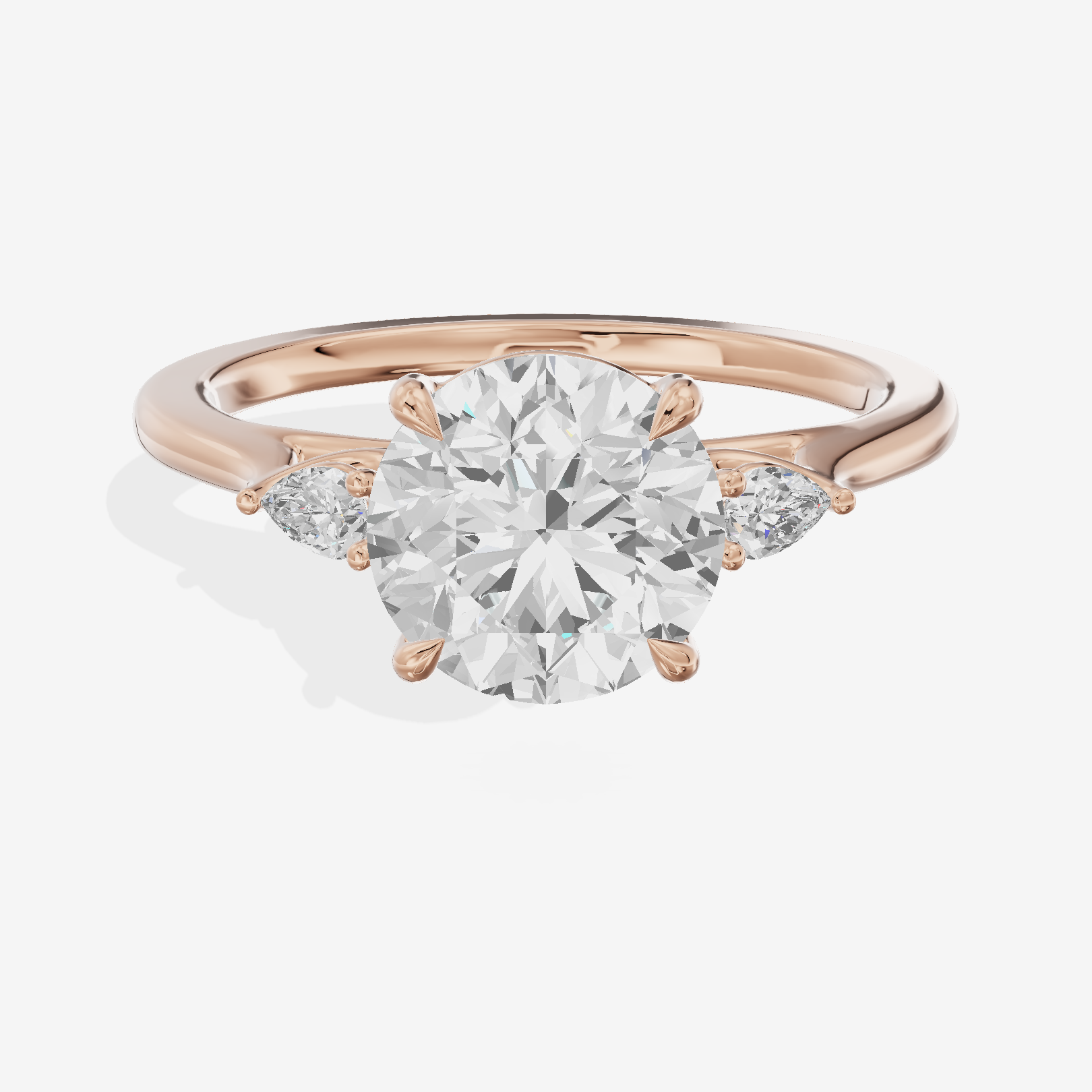 Royal Sincere Three Stone Round Engagement Ring (2/3 ct. tw.) in 18K Rose Gold