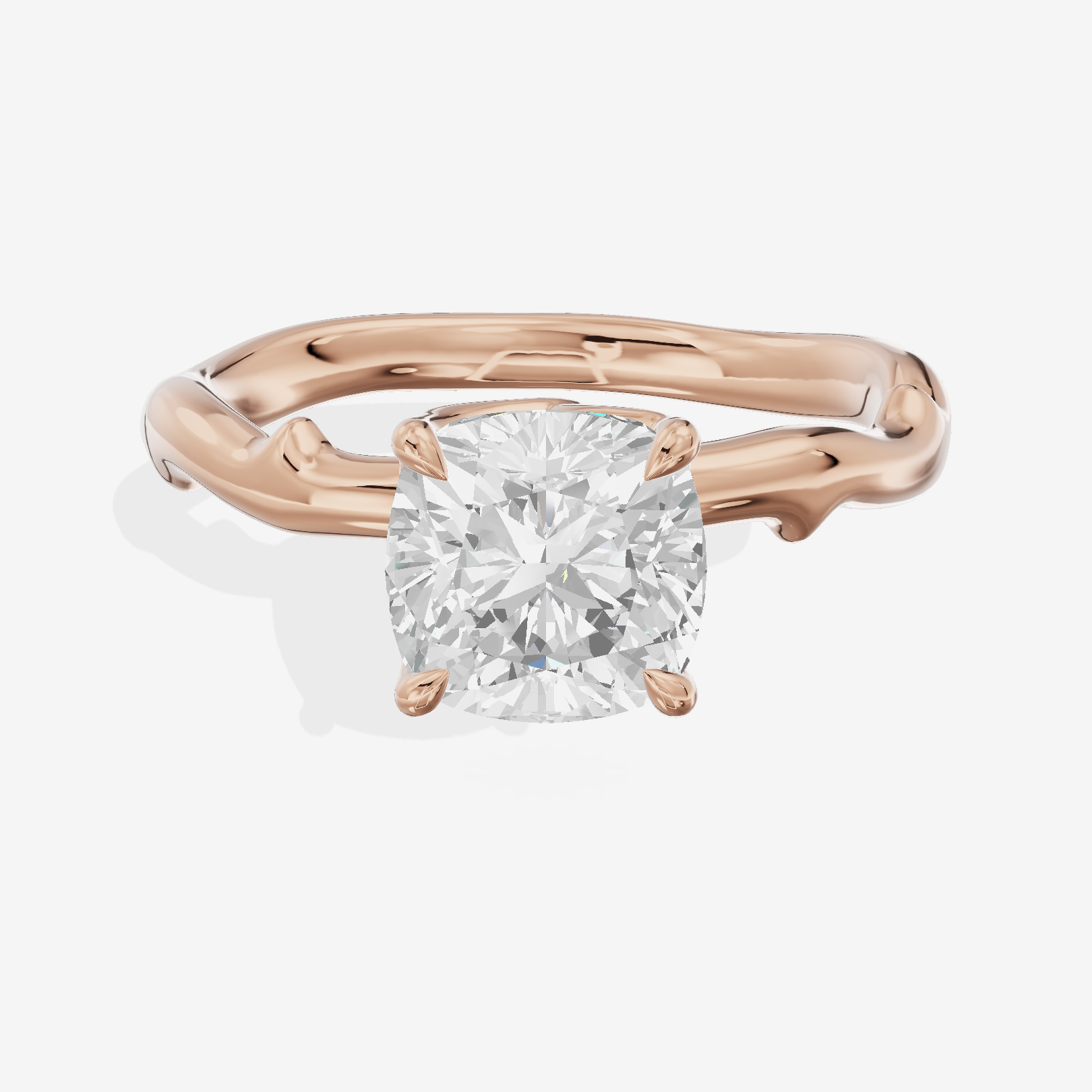 Vowsae Cathedral 2.2mm Cushion Solitaire Engagement Ring in 14K Rose Gold