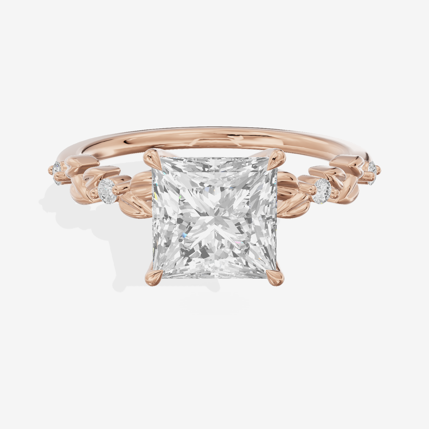 Tender Promezza Princess Engagement Ring with Side Stones (1/20 ct. tw.) in 18K Rose Gold