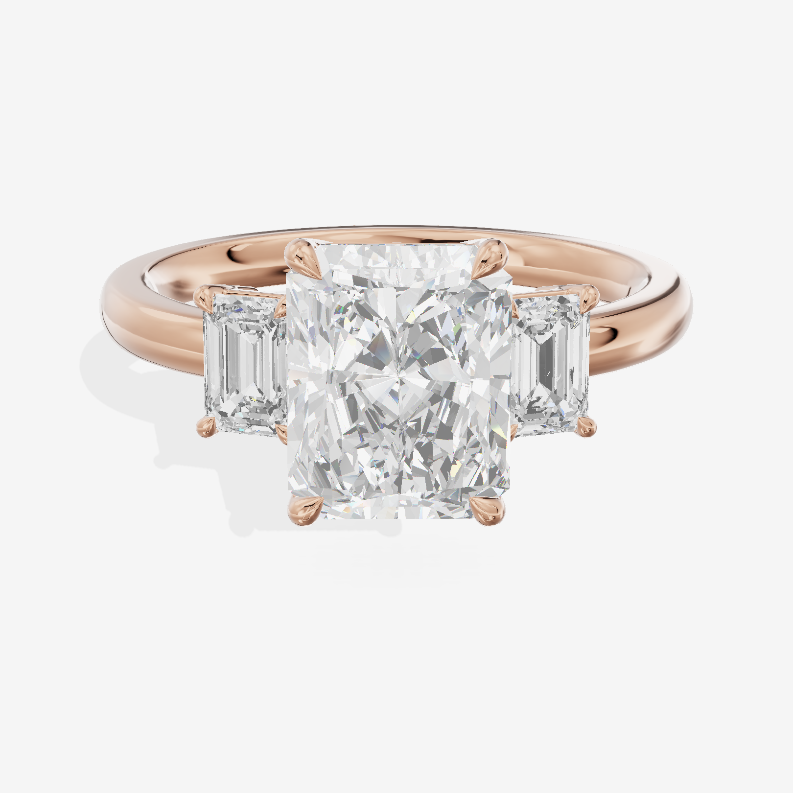Petite Coeurine Three Stone Radiant Engagement Ring (1/5 ct. tw.) in 14K Rose Gold