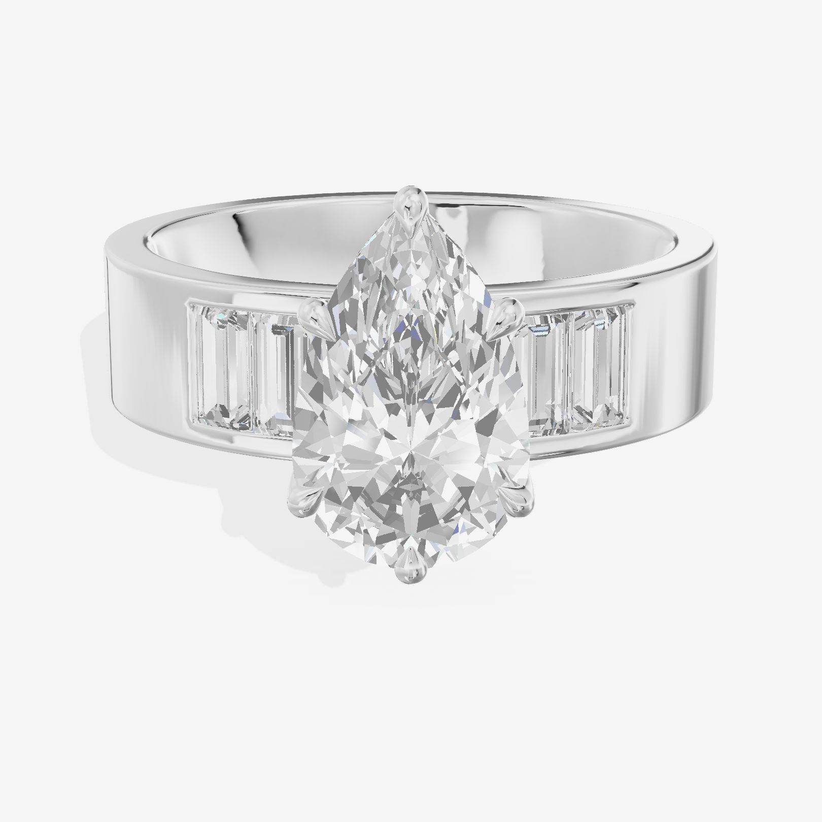 Grand Sincere Pear Engagement Ring with Side Stones (3/5 ct. tw.) in Platinum