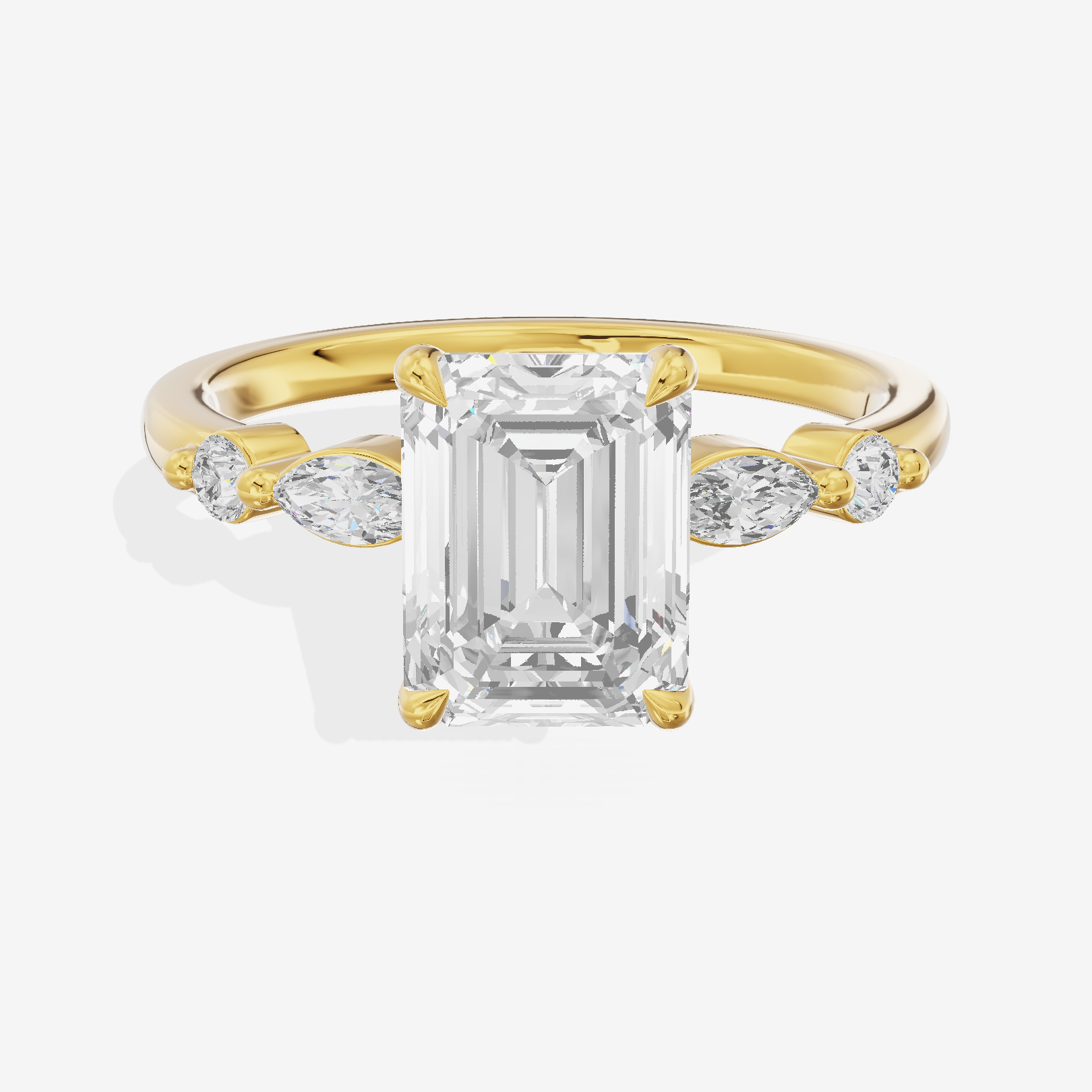 Petite Cherubine Emerald Engagement Ring with Side Stones (1/3 ct. tw.) in 18K Yellow Gold