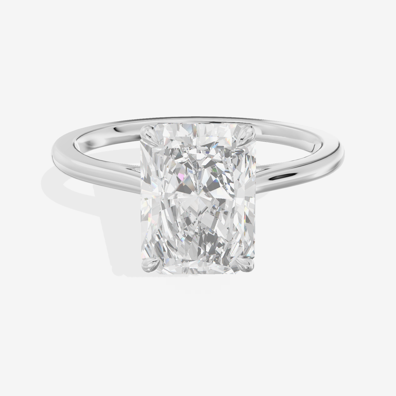 Coeurine Cathedral 1.5mm Radiant Solitaire Engagement Ring in Platinum