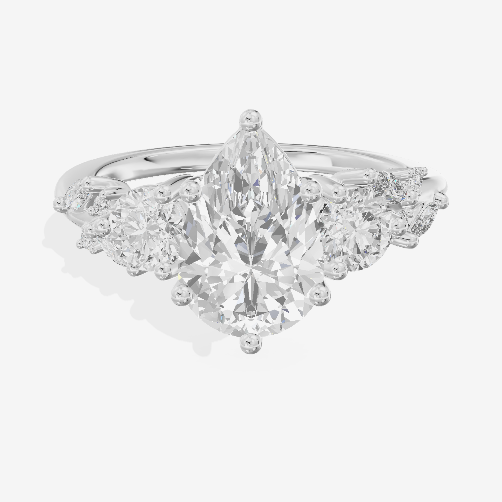Grand Sincere Three Stone Pear Engagement Ring (1/3 ct. tw.) in Platinum