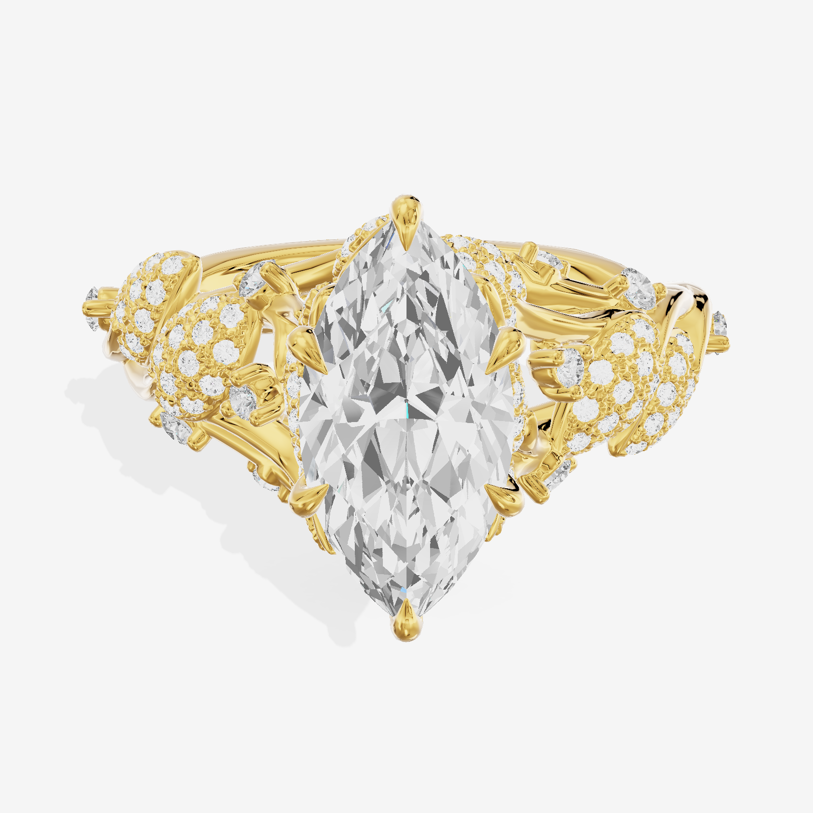 Luxe Eversince Marquise Engagement Ring with Side Stones (1/2 ct. tw.) in 14K Yellow Gold