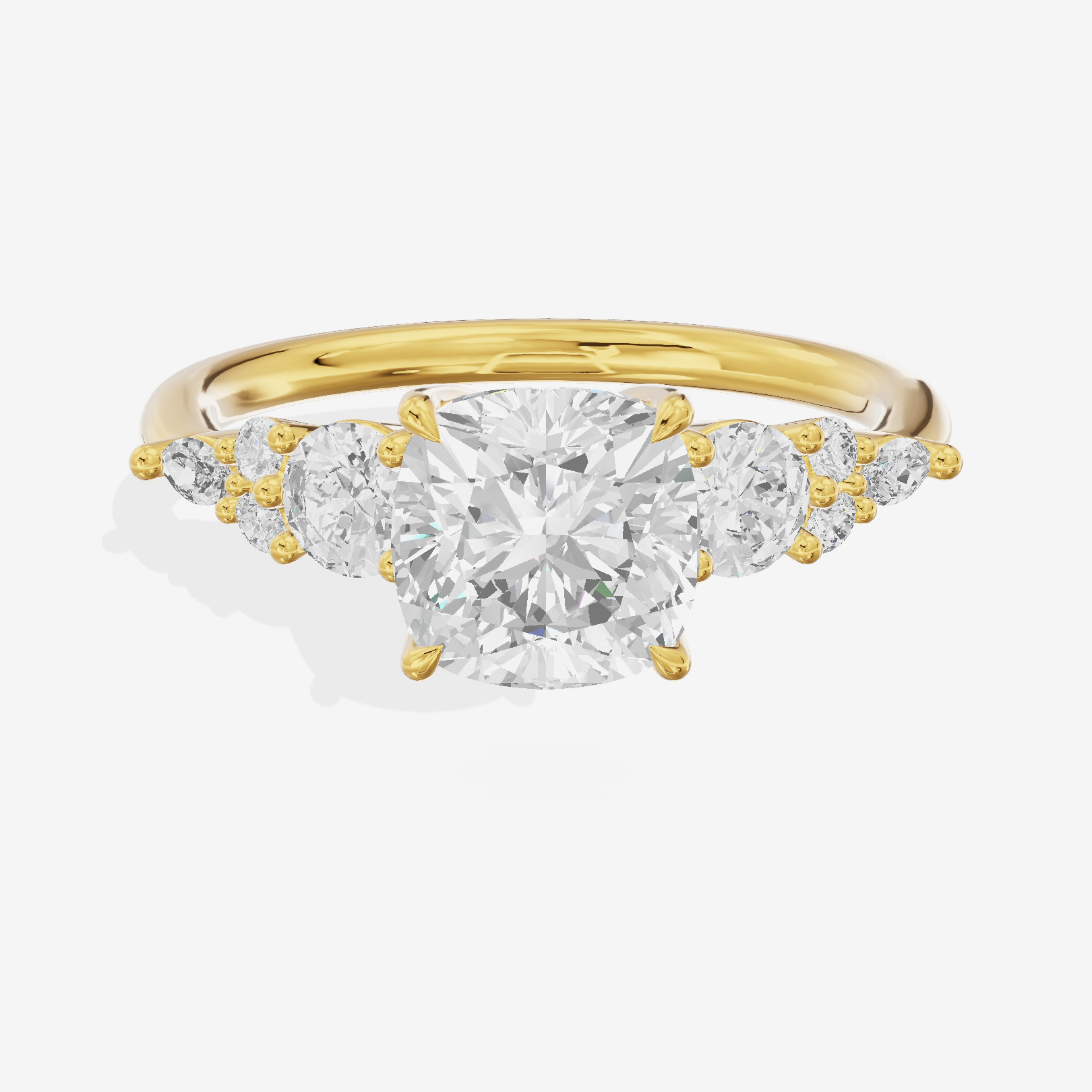Triade Eternity Cushion Three Stone Engagement Ring (2/5 ct. tw.) in 18K Yellow Gold