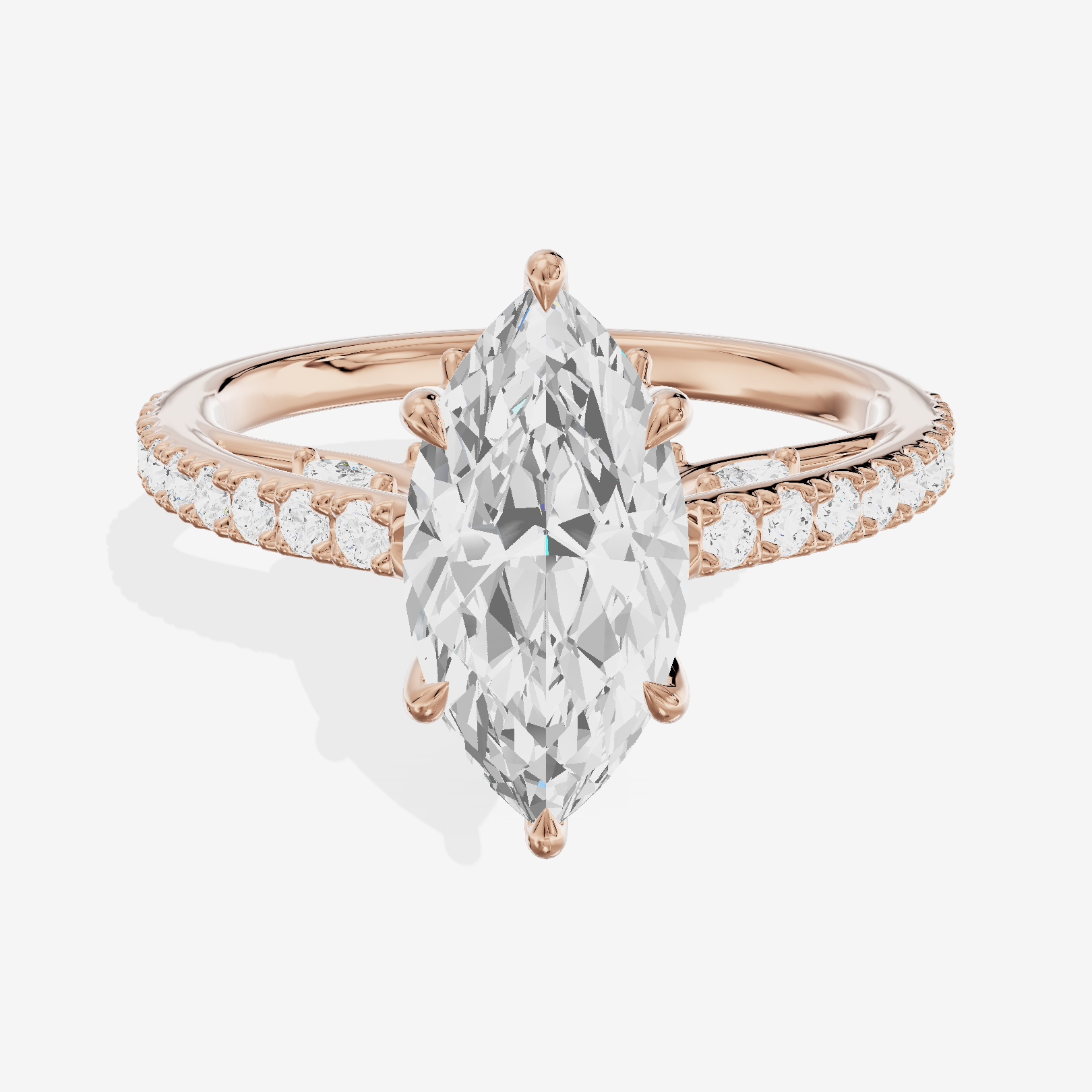 Twine Cathedral 1.8mm Marquise Solitaire Engagement Ring (1/2 ct. tw.) in 18K Rose Gold