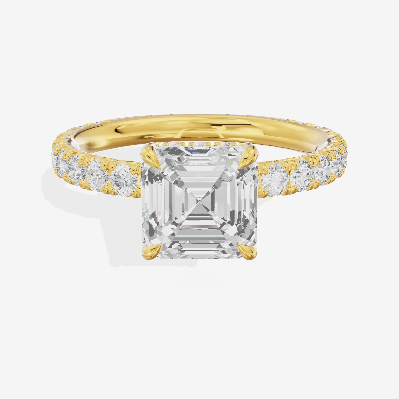 Sincere Pavé Asscher Engagement Ring (3/5 ct. tw.) in 18K Yellow Gold