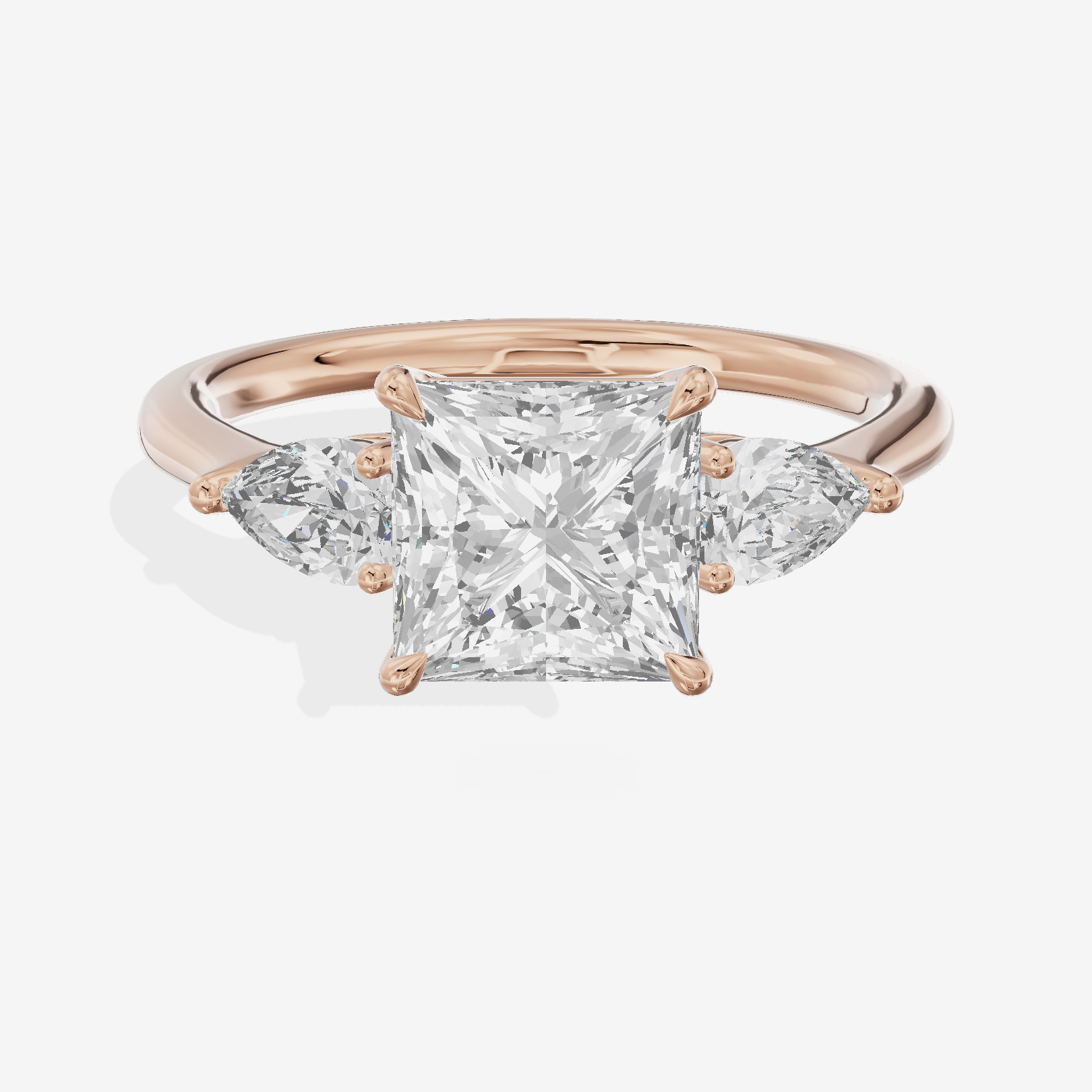 Grand Triade Princess Three Stone Engagement Ring (2/5 ct. tw.) in 14K Rose Gold