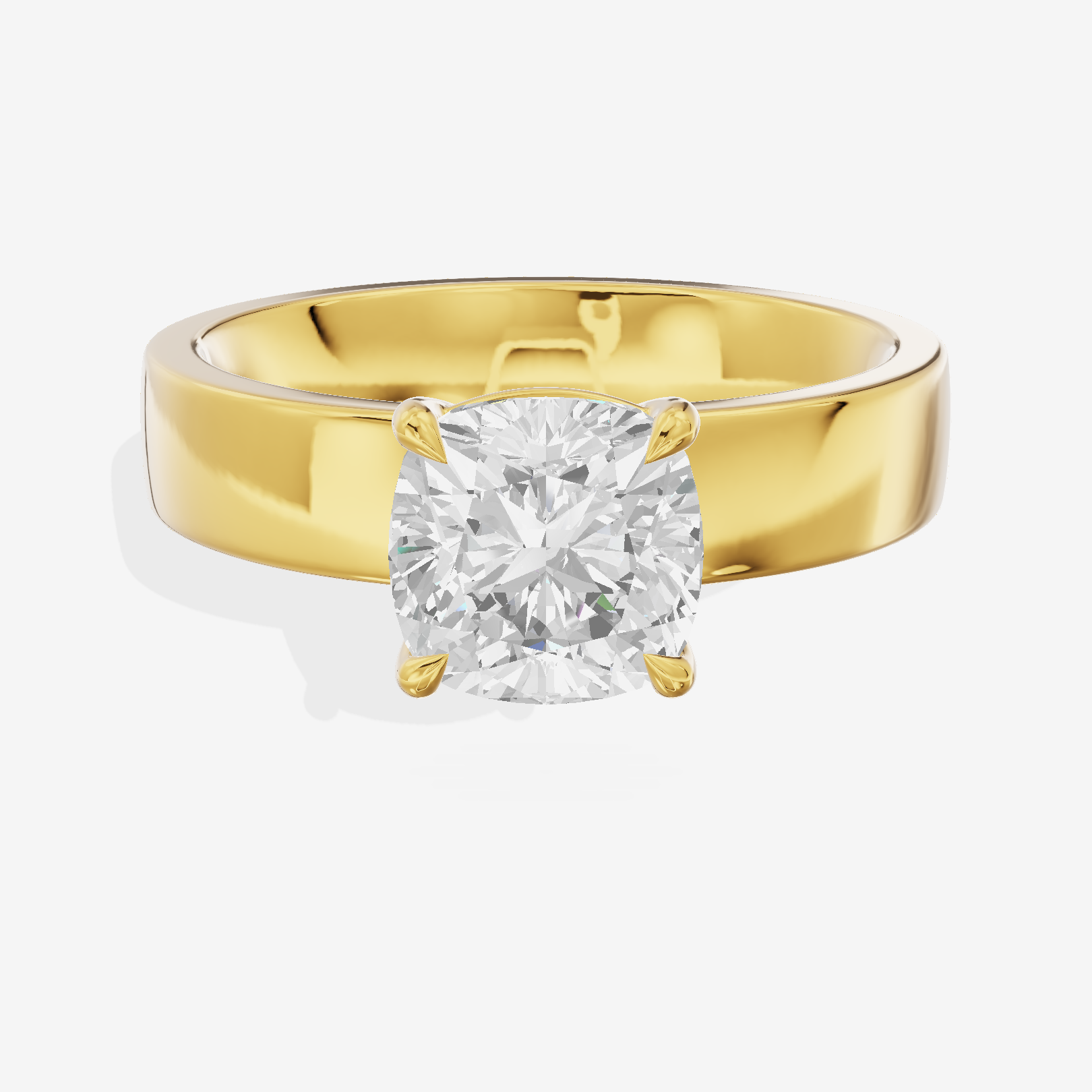 Hallowed Coeurine 4mm Cushion Solitaire Engagement Ring in 14K Yellow Gold