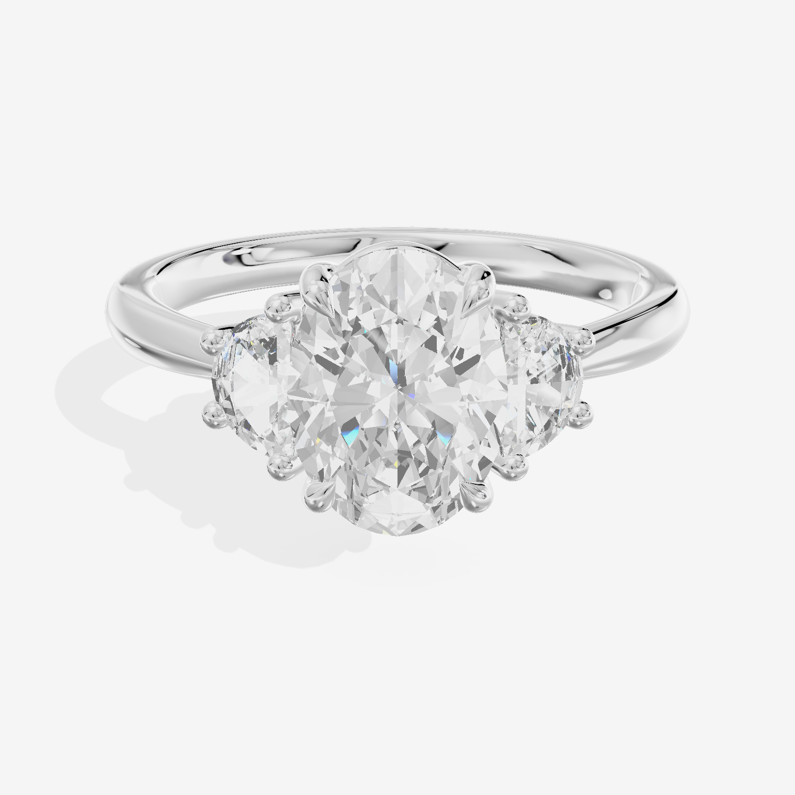 Petite Belovae Oval Three Stone Engagement Ring (1/2 ct. tw.) in Platinum