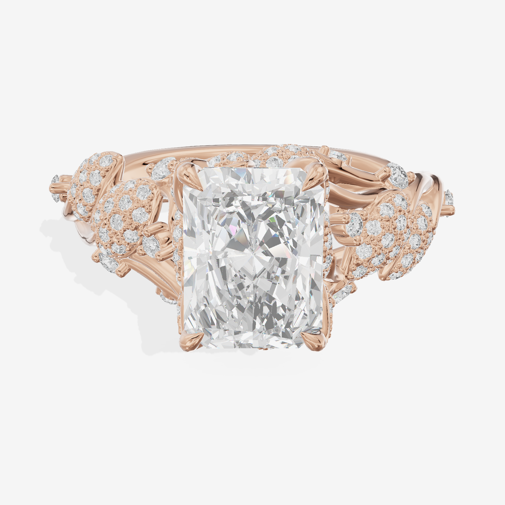 Modern Linger Radiant Engagement Ring with Side Stones (3/4 ct. tw.) in 14K Rose Gold