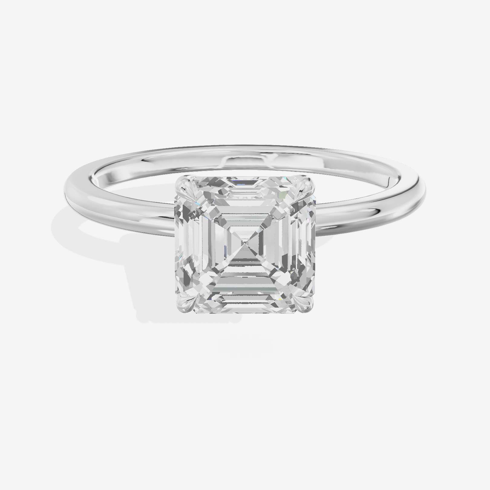 Lustrous Repose 1.5mm Asscher Comfort Fit Engagement Ring in 18K White Gold