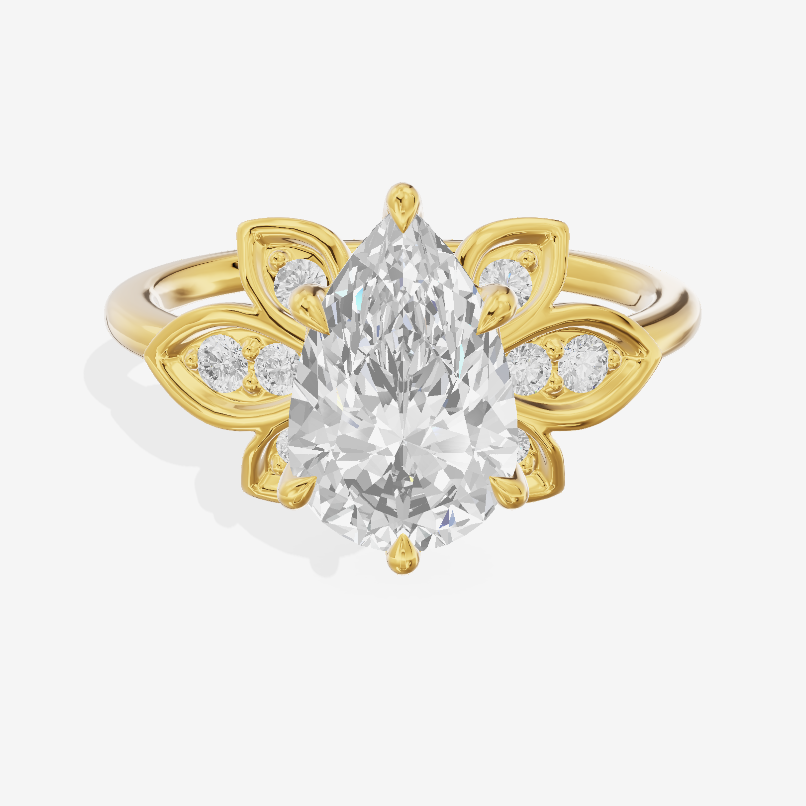 Petite Whisper Pear Engagement Ring with Side Stones (1/10 ct. tw.) in 18K Yellow Gold