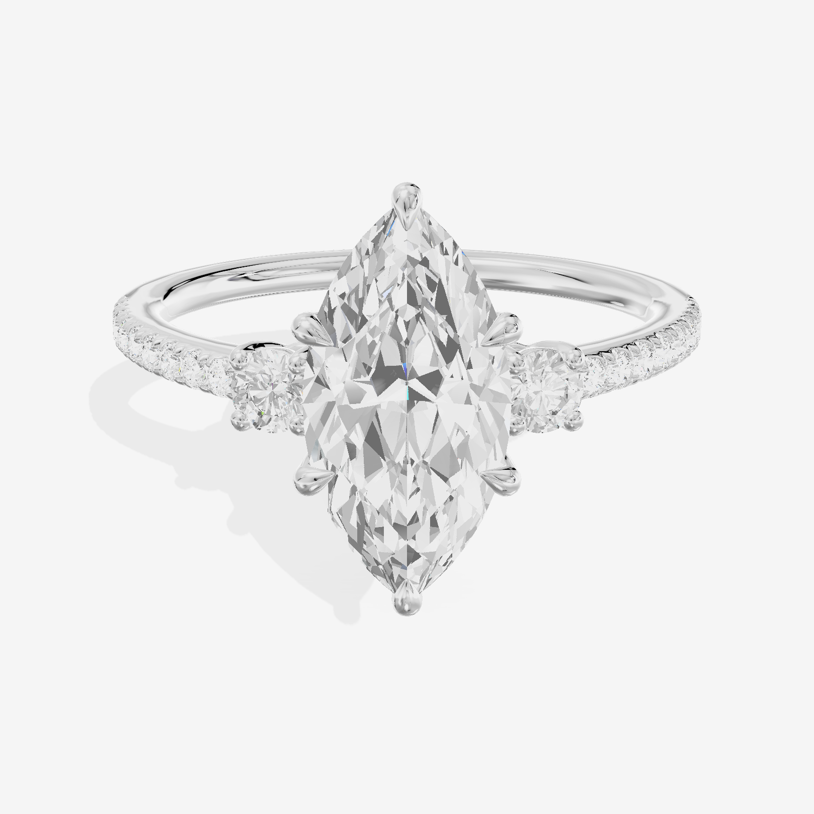 Mirth Three Stone Marquise Engagement Ring (1/4 ct. tw.) in 18K White Gold