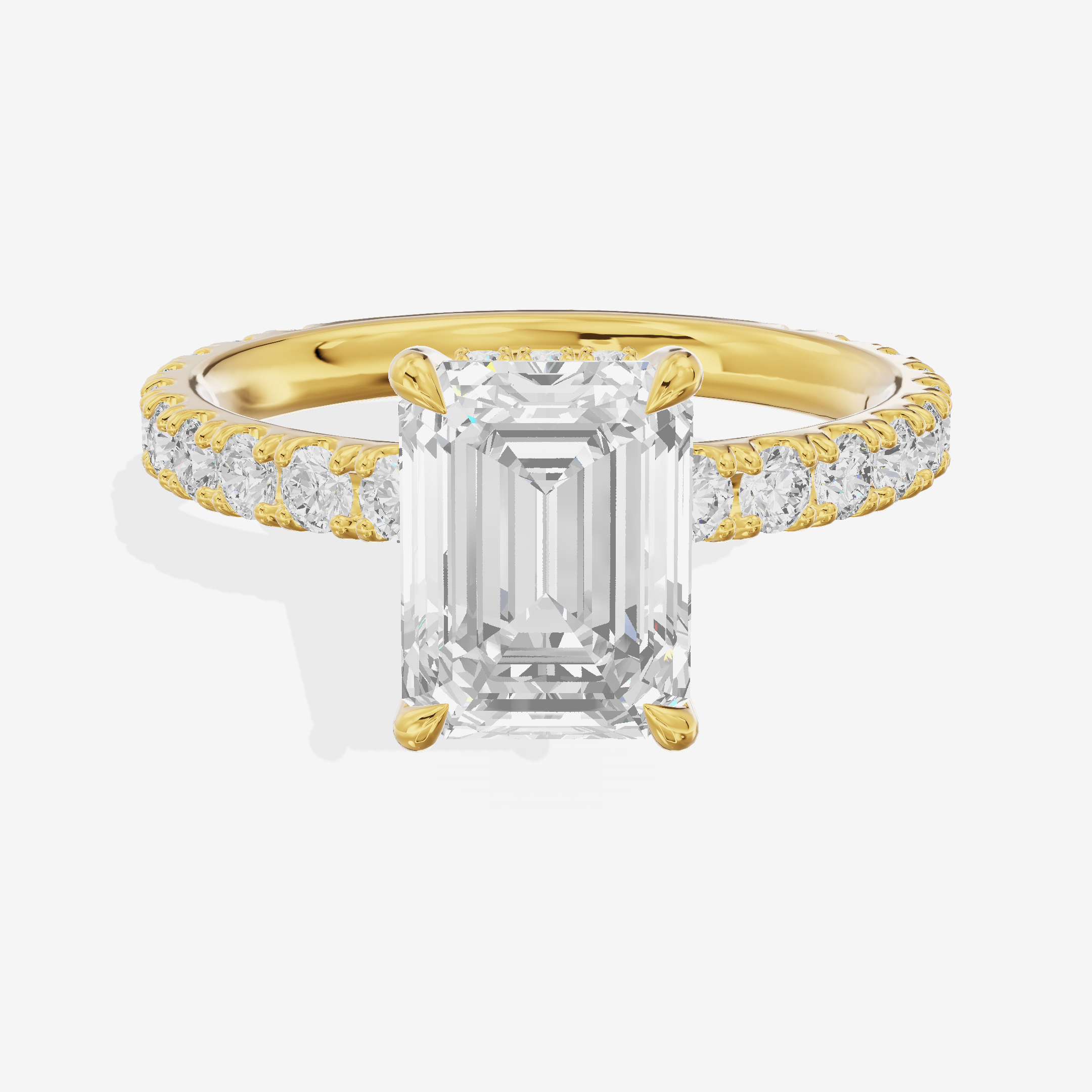 Grand Coeurine Emerald Engagement Ring with Side Stones (3/5 ct. tw.) in 18K Yellow Gold