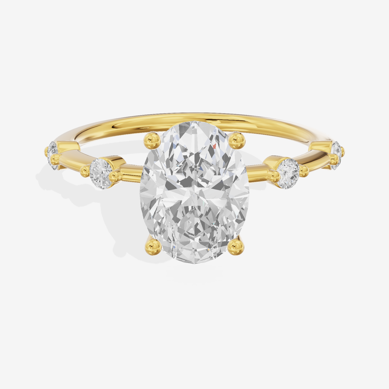 Grand Trueheart Oval Engagement Ring with Side Stones (1/2 ct. tw.) in 14K Yellow Gold