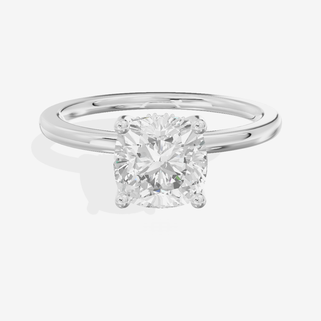 Vowsae Hidden Halo Cushion Engagement Ring (1/20 ct. tw.) in Platinum