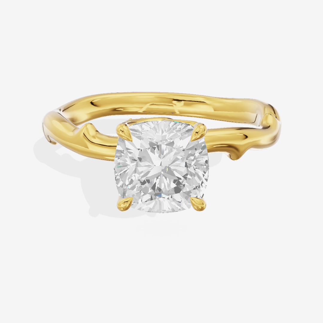 Grand Cherubine Cushion Engagement Ring with Side Stones (1/4 ct. tw.) in 14K Yellow Gold