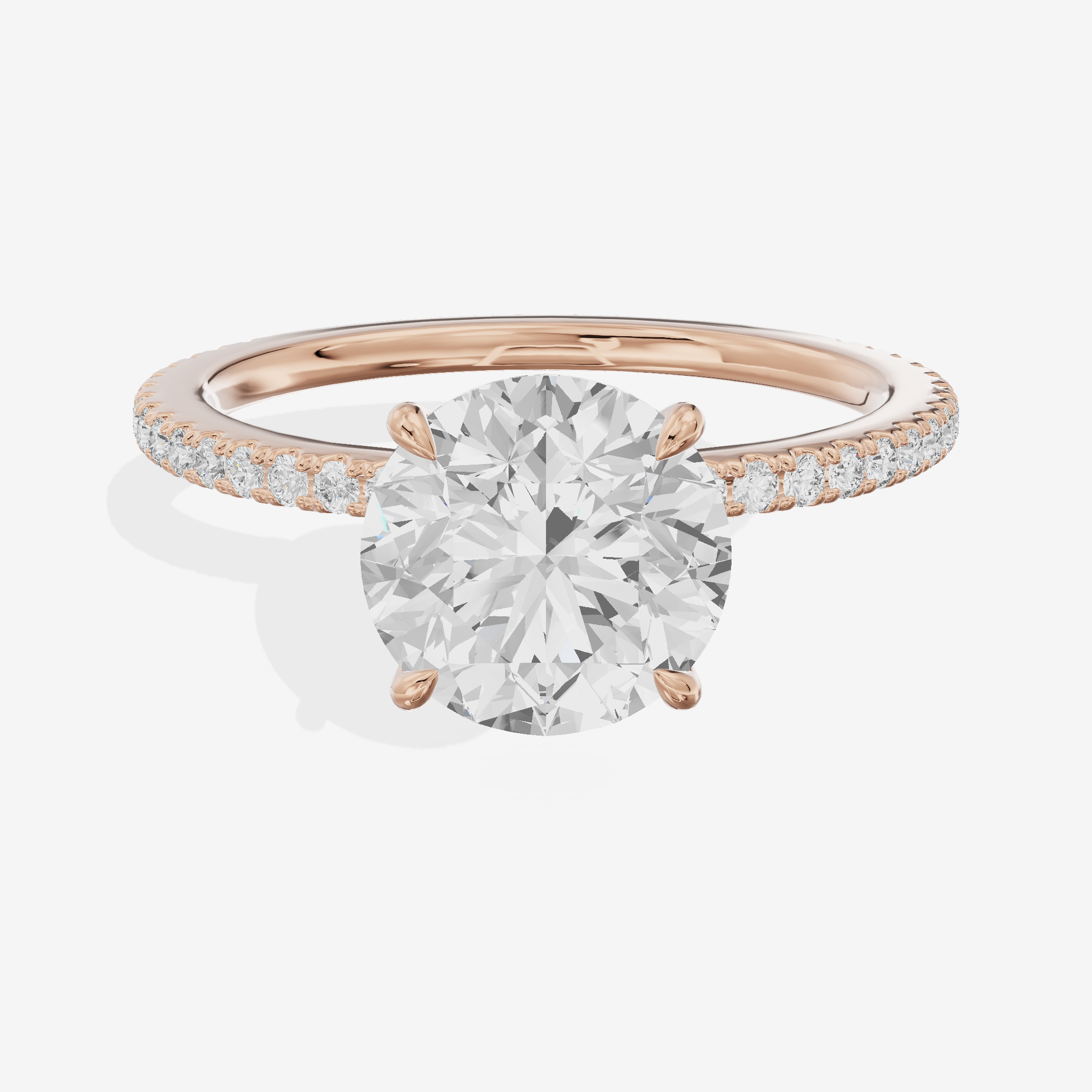 Petite Cherubine Round Engagement Ring with Side Stones (1/3 ct. tw.) in 14K Rose Gold