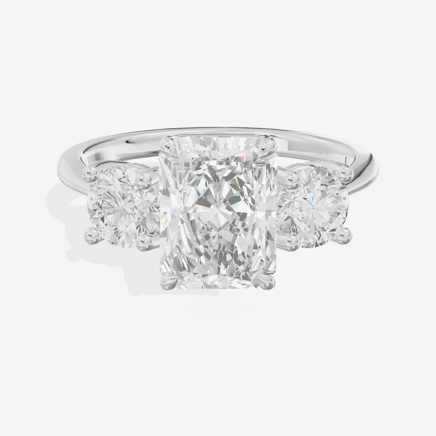 Luxe Trueheart Three Stone Radiant Engagement Ring (2/3 ct. tw.) in 14K White Gold