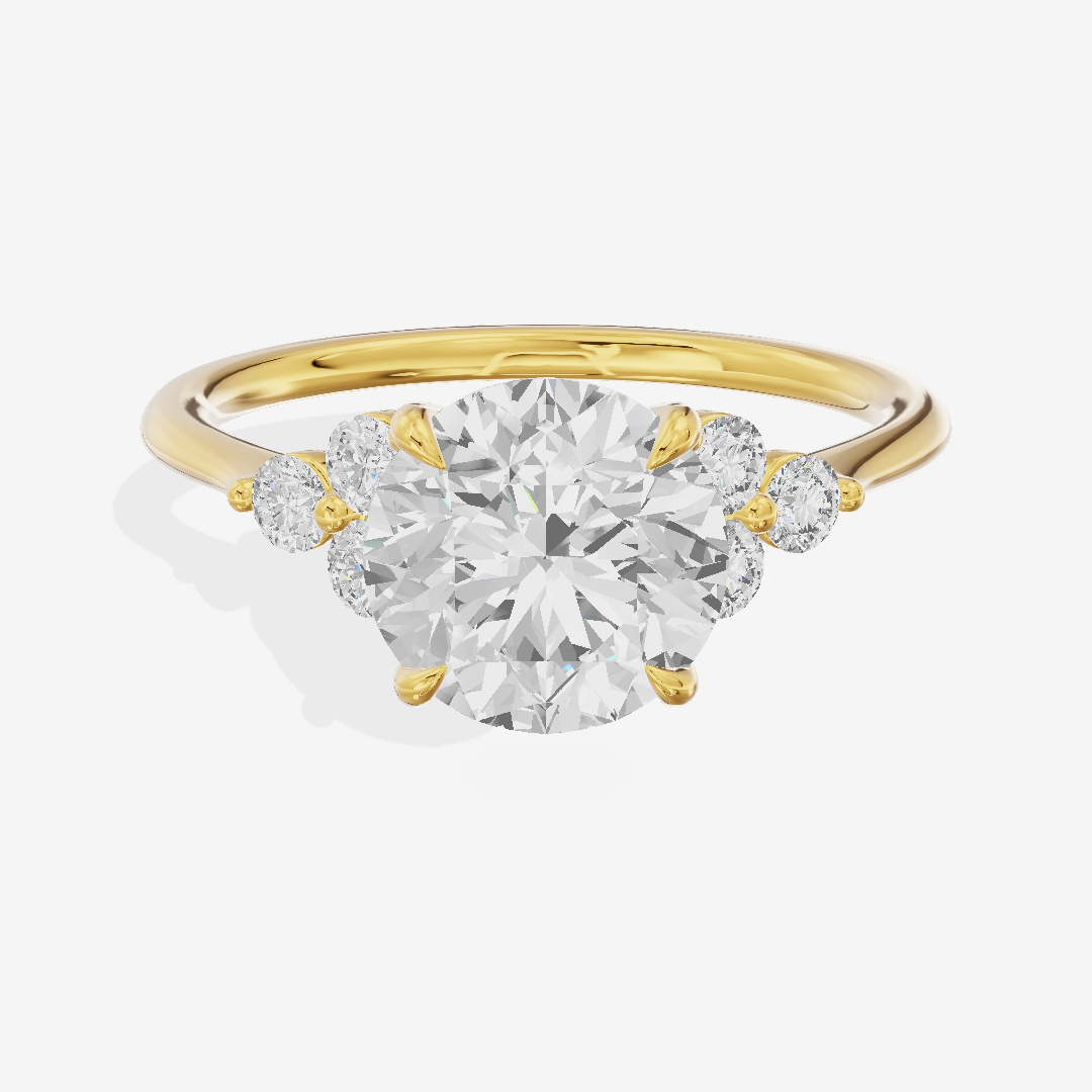 Luxe Trueheart Round Engagement Ring with Side Stones (1/5 ct. tw.) in 18K Yellow Gold