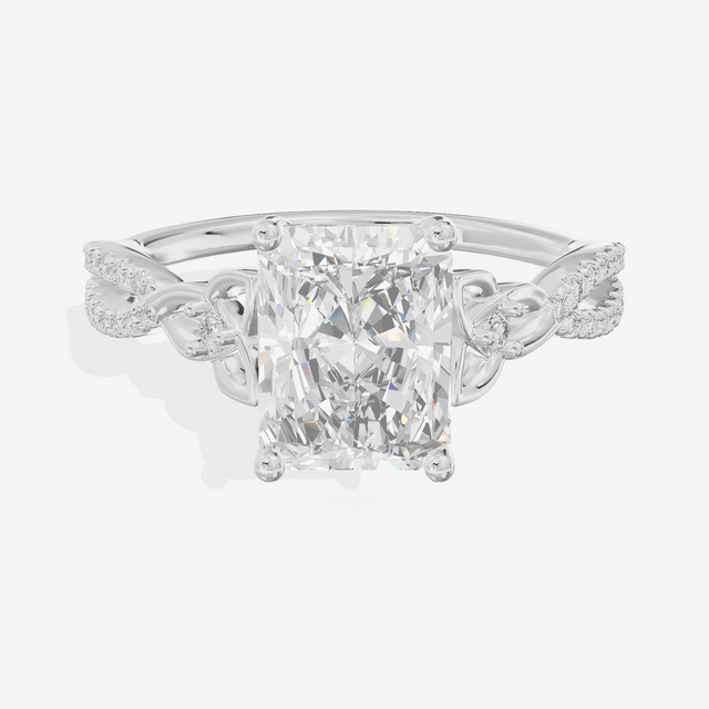 Luxe Sincere Radiant Engagement Ring with Side Stones (1/10 ct. tw.) in 14K White Gold