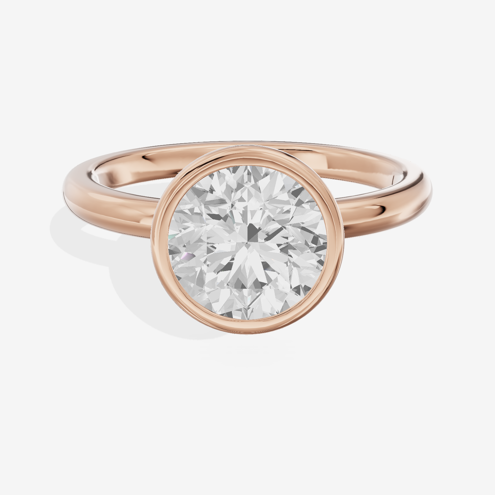 Tensare Bezel 2mm Round Solitaire Engagement Ring in 14K Rose Gold
