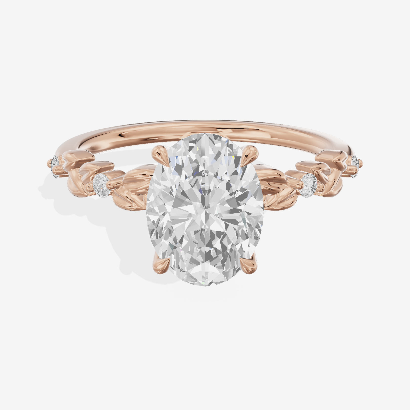 Modern Cherubine Oval Engagement Ring with Side Stones (1/4 ct. tw.) in 14K Rose Gold