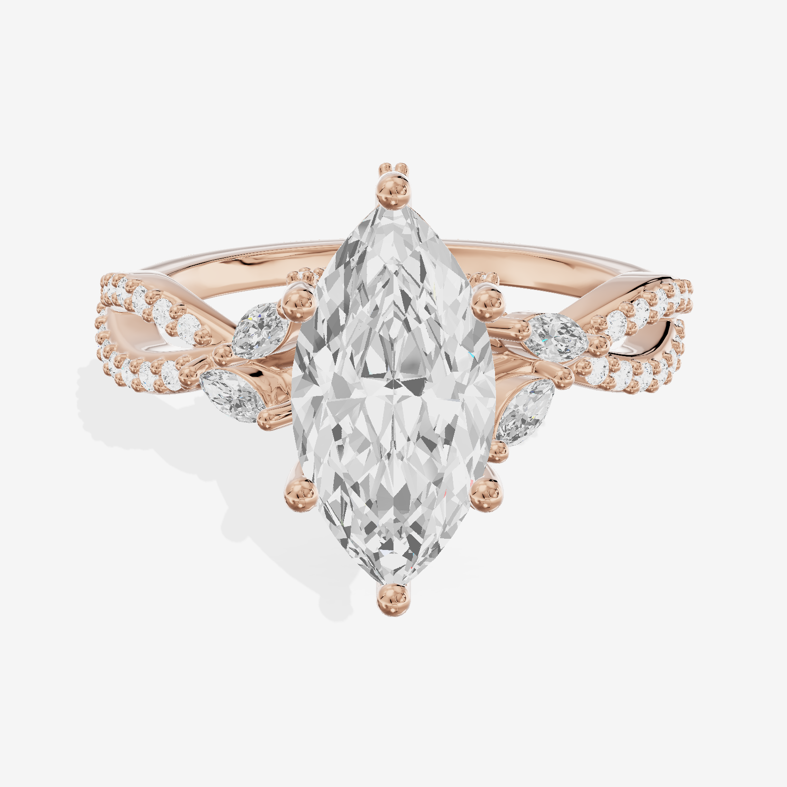 Luxe Heartline 1.5mm Marquise Engagement Ring with Side Stones (1/3 ct. tw.) in 14K Rose Gold