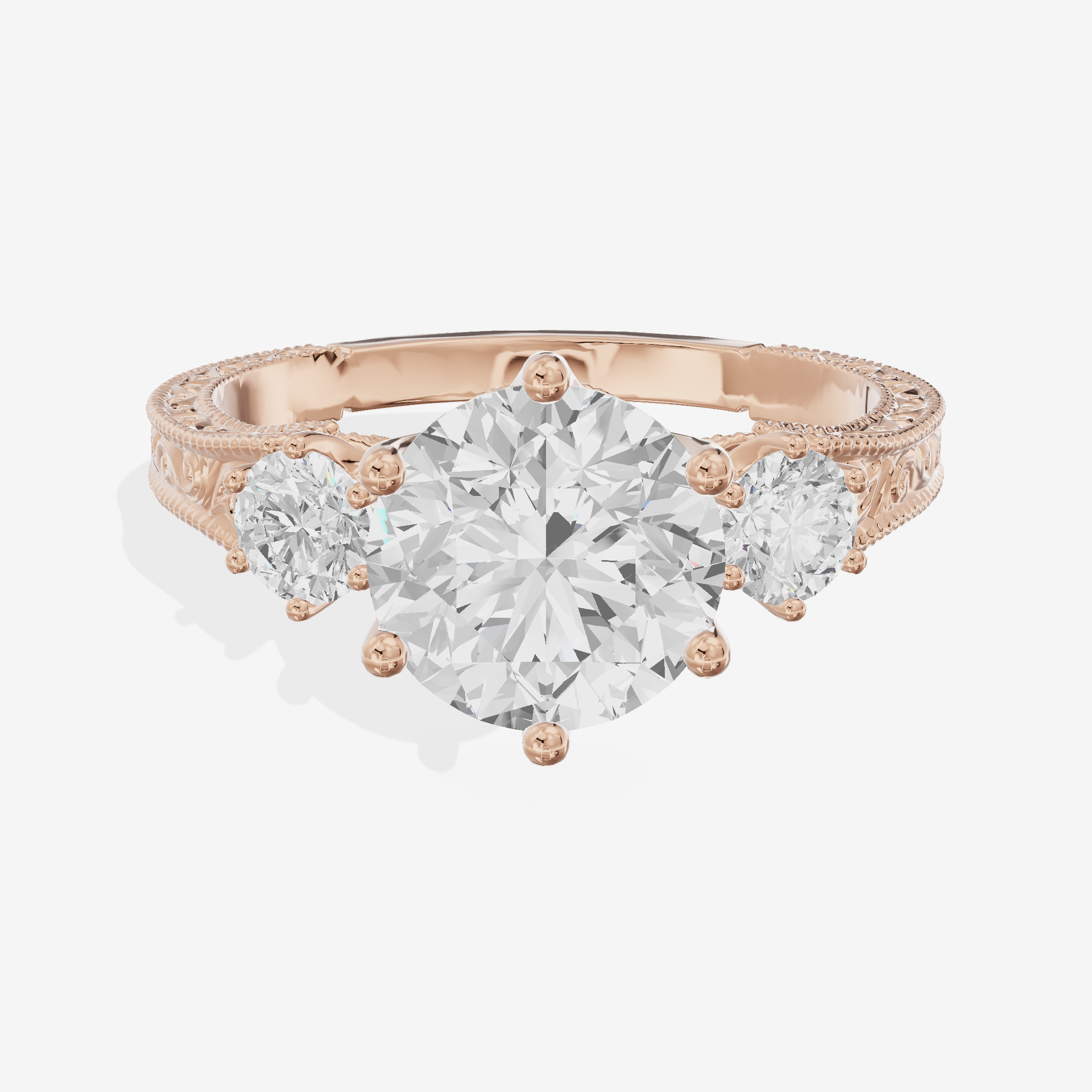 Lumera Three Stone Round Engagement Ring (1/3 ct. tw.) in 14K Rose Gold