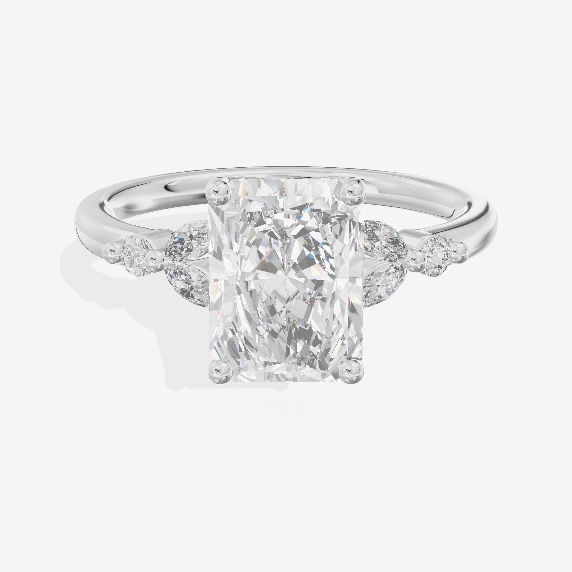 Luxe Coeurine Radiant Engagement Ring with Side Stones (1/5 ct. tw.) in Platinum