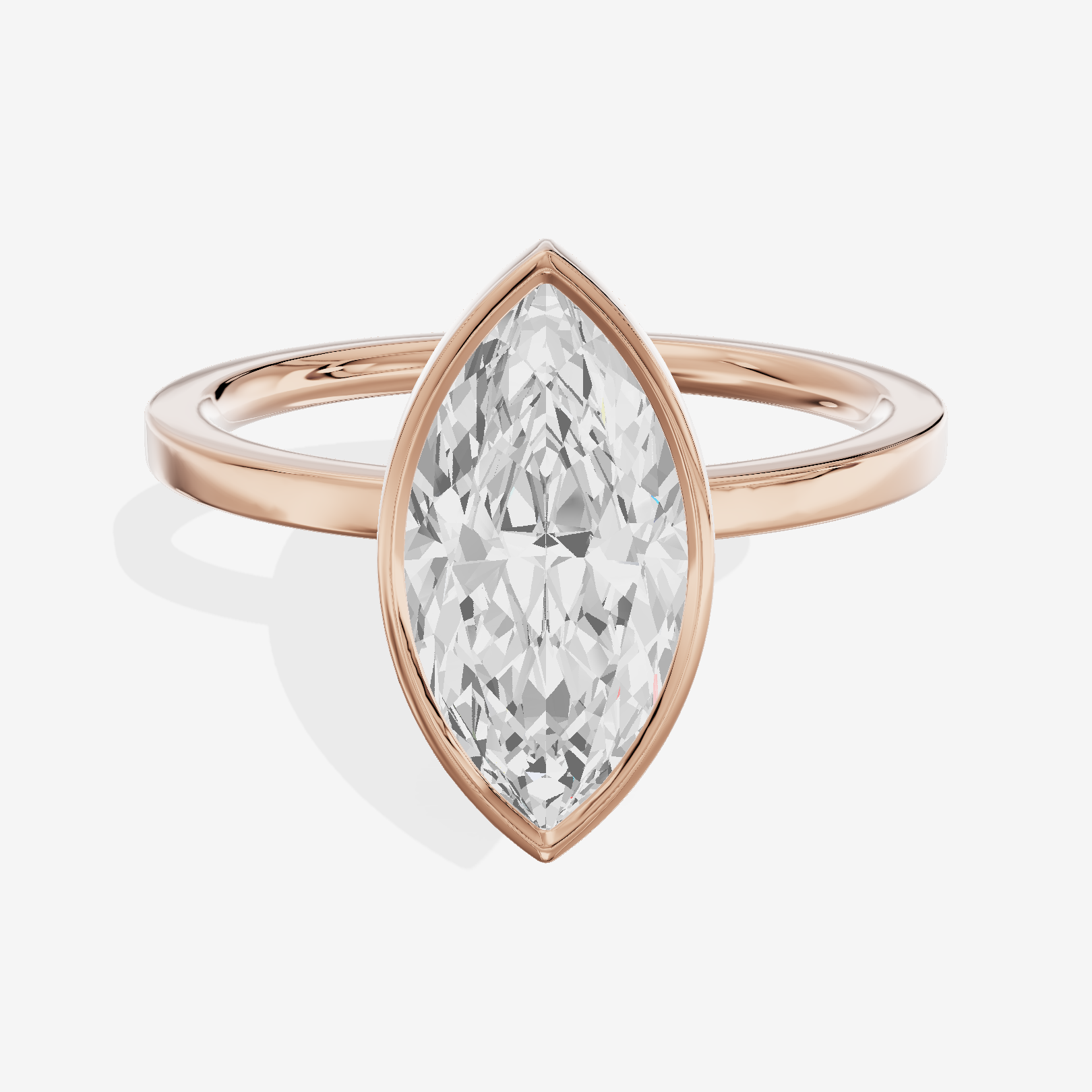One of One Classic 1.5mm Marquise Bezel Engagement Ring in 14K Rose Gold