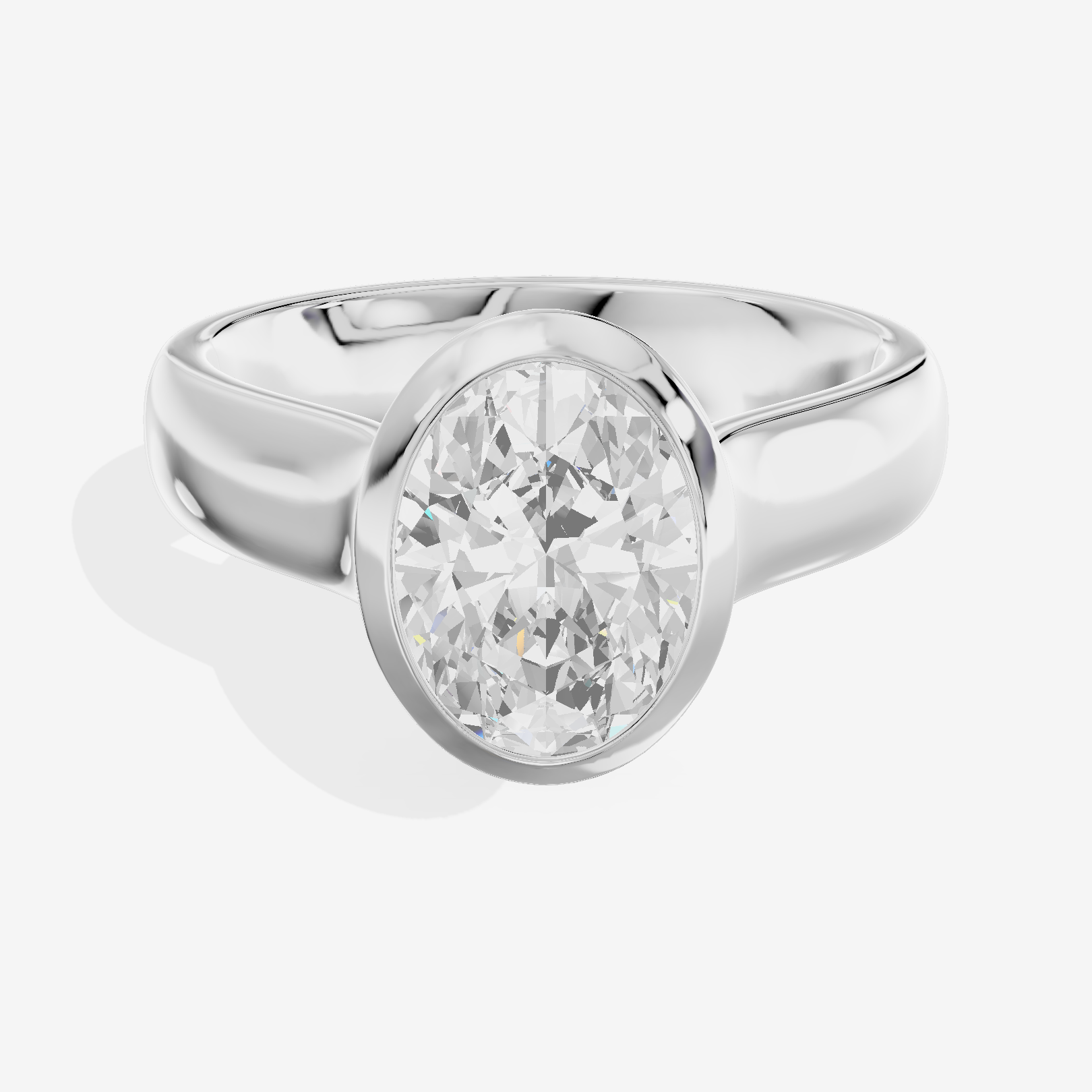 Cherubine 4mm Oval Bezel Engagement Ring in 14K White Gold