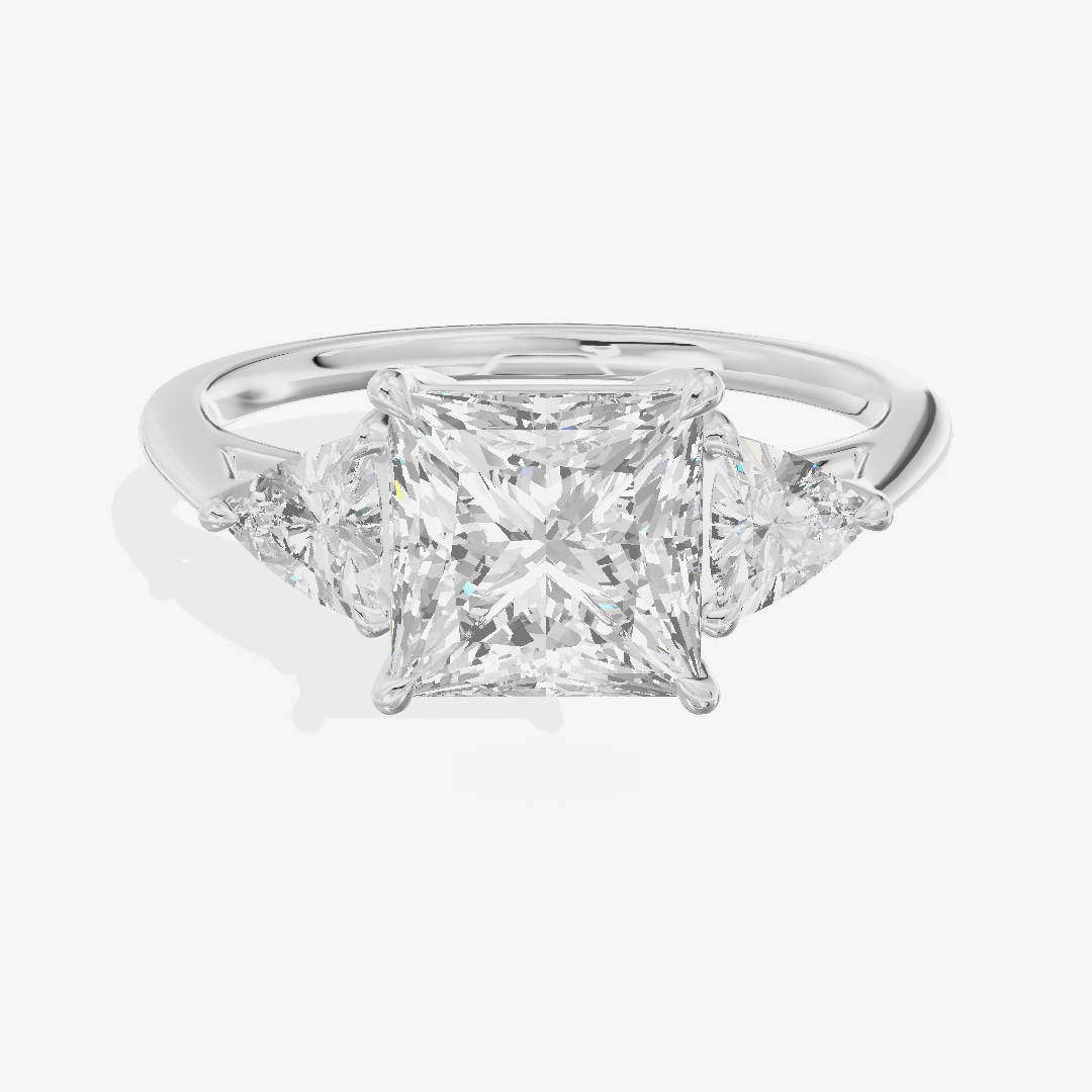 Luxe Coeurine Three Stone Princess Engagement Ring (1/2 ct. tw.) in 18K White Gold