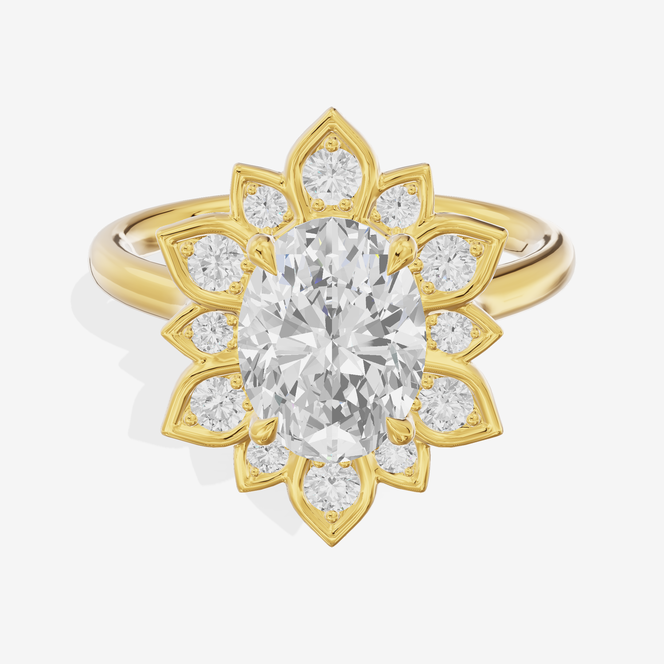 Solea Oval Halo Engagement Ring (3/4 ct. tw.) in 14K Yellow Gold