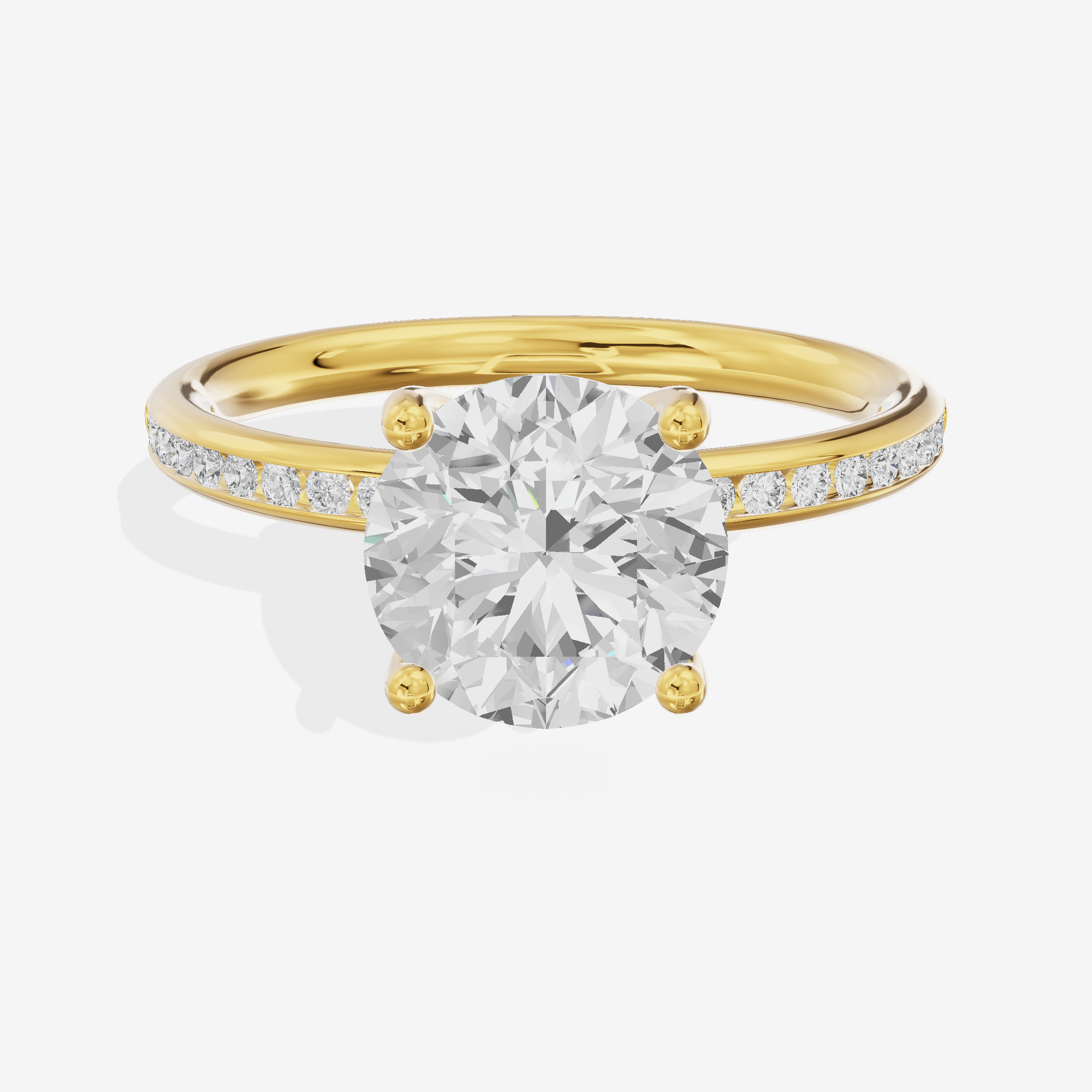 Classic Trellise Round Engagement Ring with Side Stones (1/8 ct. tw.) in 18K Yellow Gold