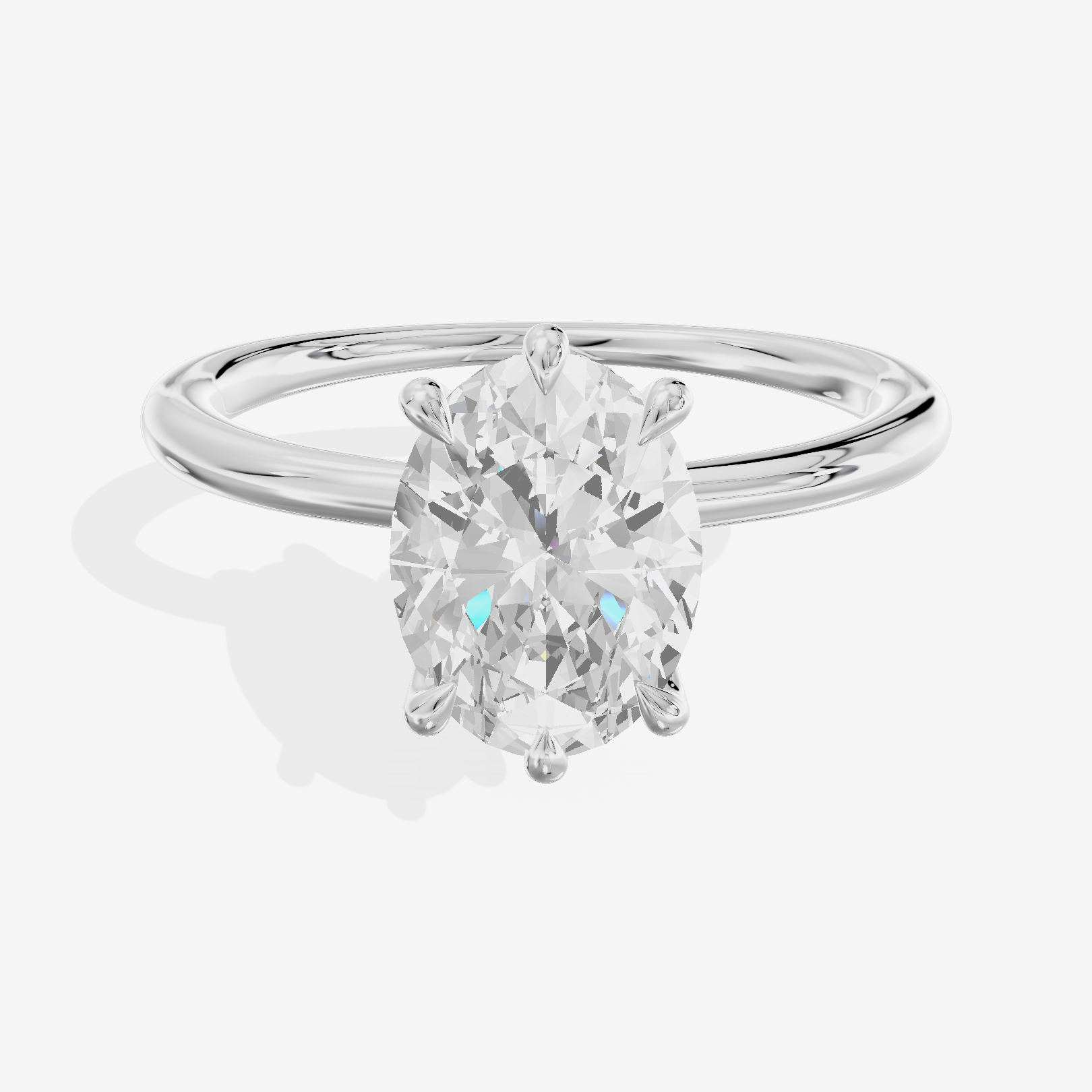 Modern Aimora 2.3mm Oval Six-Prong Engagement Ring in 18K White Gold