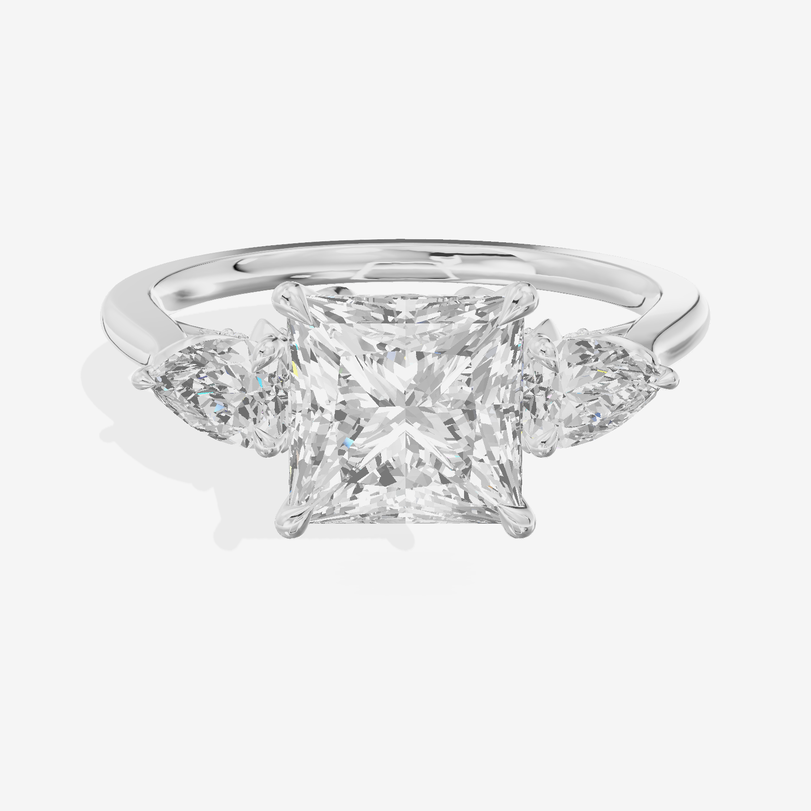 Modern Sincere Three Stone Princess Engagement Ring (1/2 ct. tw.) in Platinum