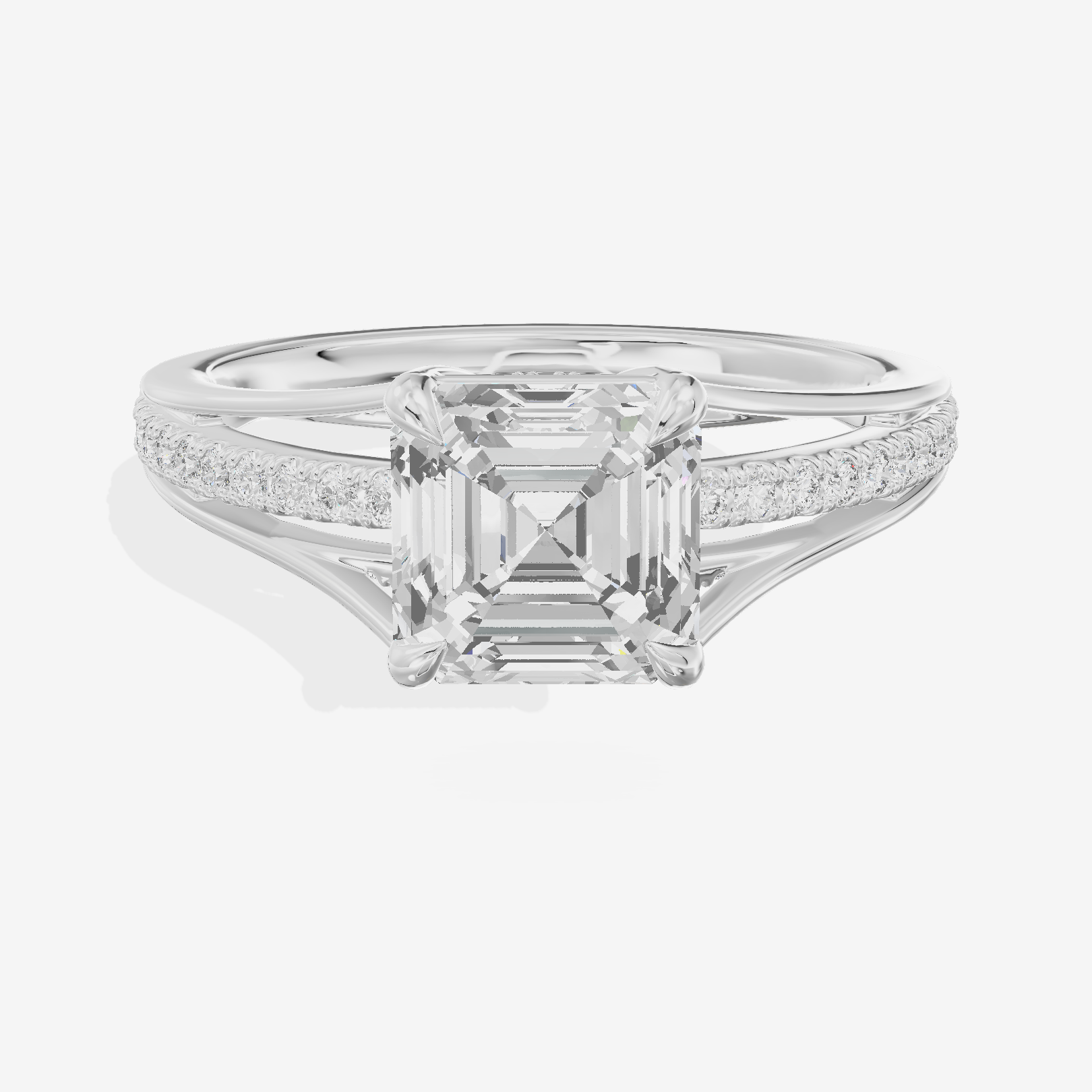 Bowed Coeurine Asscher Engagement Ring with Side Stones (1/6 ct. tw.) in Platinum
