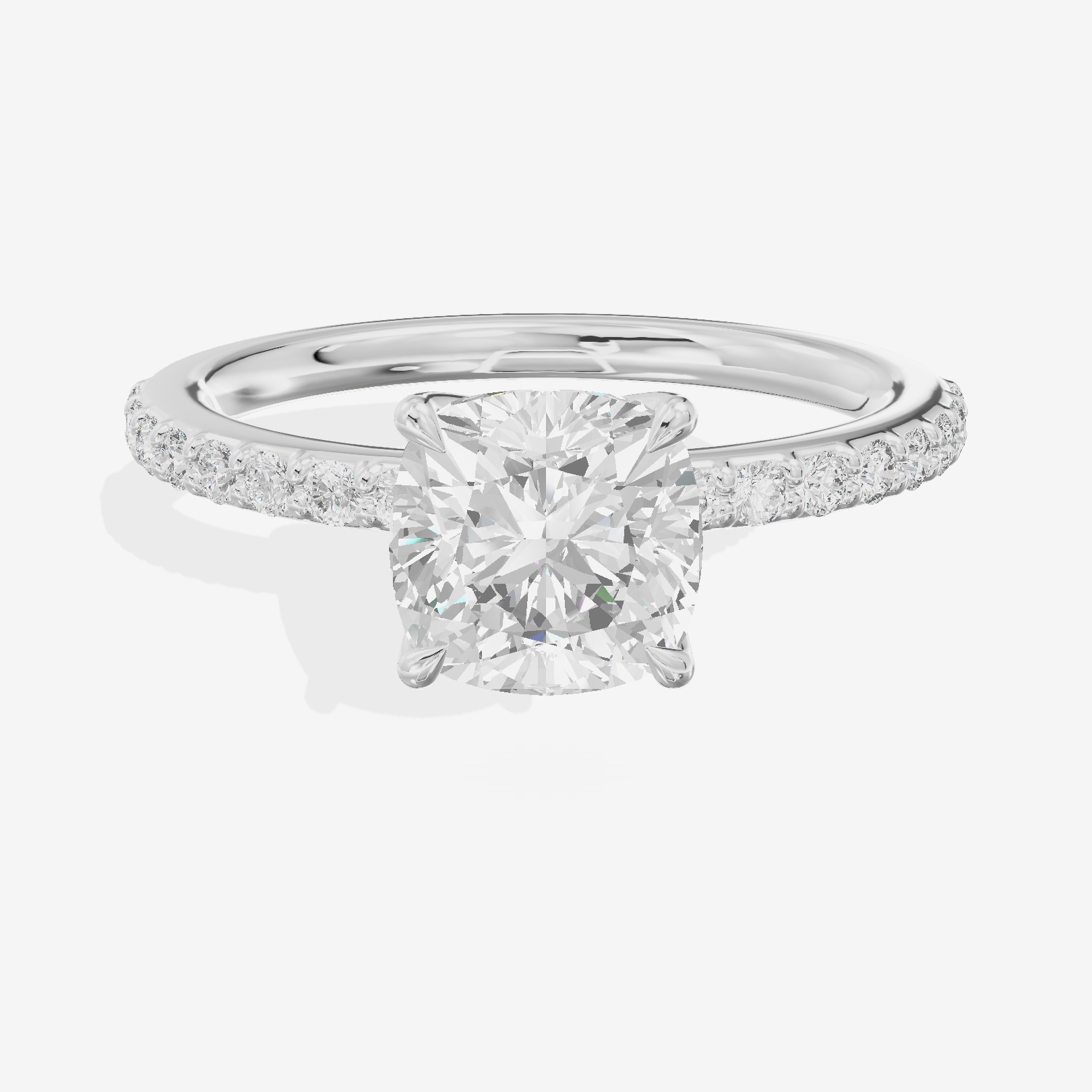 Luxe Whisper Cushion Engagement Ring with Side Stones (1/4 ct. tw.) in Platinum