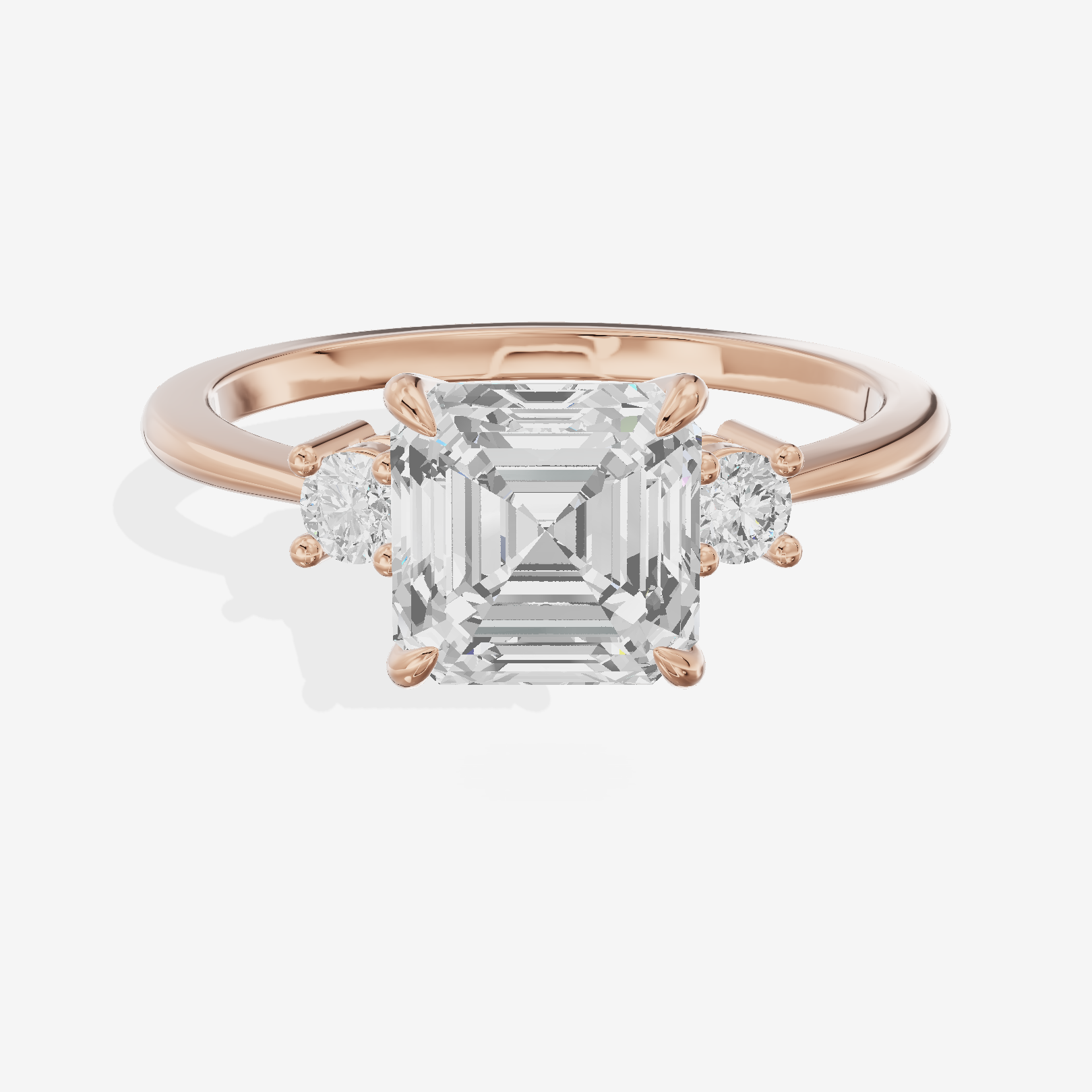 Eternal Promezza Asscher Engagement Ring with Side Stones (1/6 ct. tw.) in 18K Rose Gold