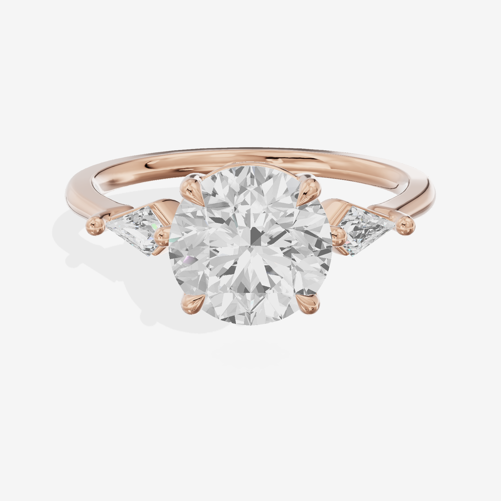 Whispered Triade Round Three Stone Engagement Ring (1/10 ct. tw.) in 18K Rose Gold