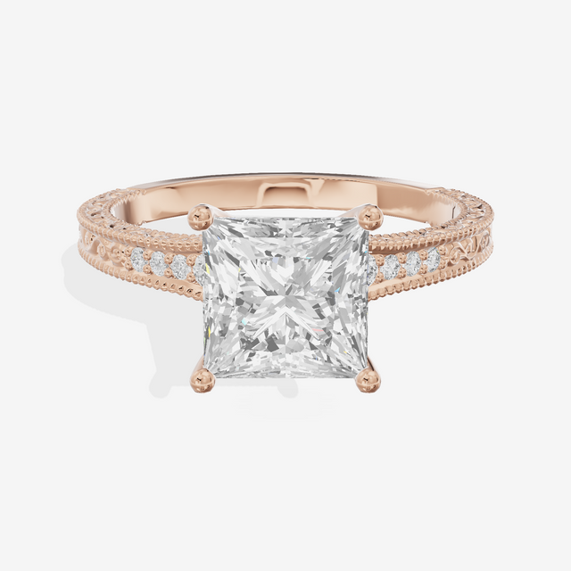 Vintage Sincere Princess Engagement Ring (1/10 ct. tw.) in 18K Rose Gold